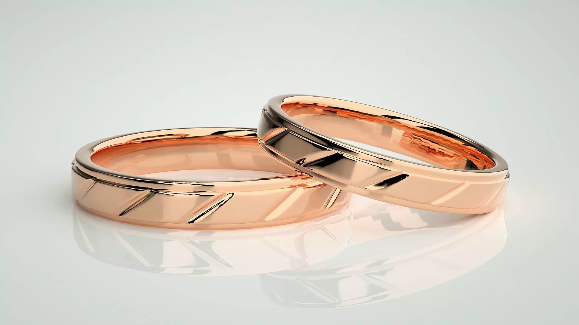 Italian Plain Gold Couple Band Ring 3dm stl render detail 3D print model_0