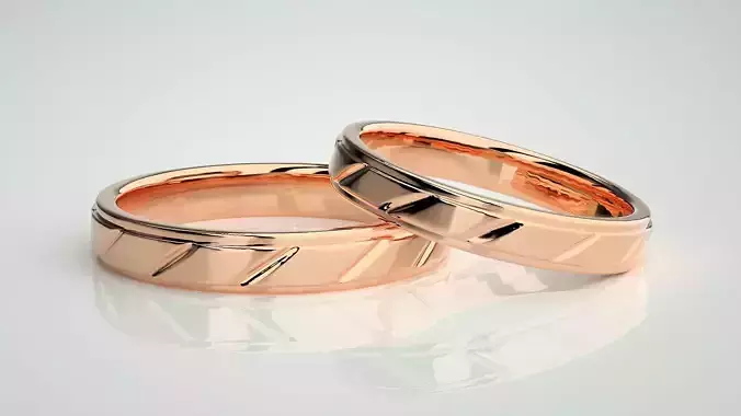 Italian Plain Gold Couple Band Ring 3dm stl render detail 3D print model Italian Plain Gold Couple Band Ring 3dm stl render detail 3D print model