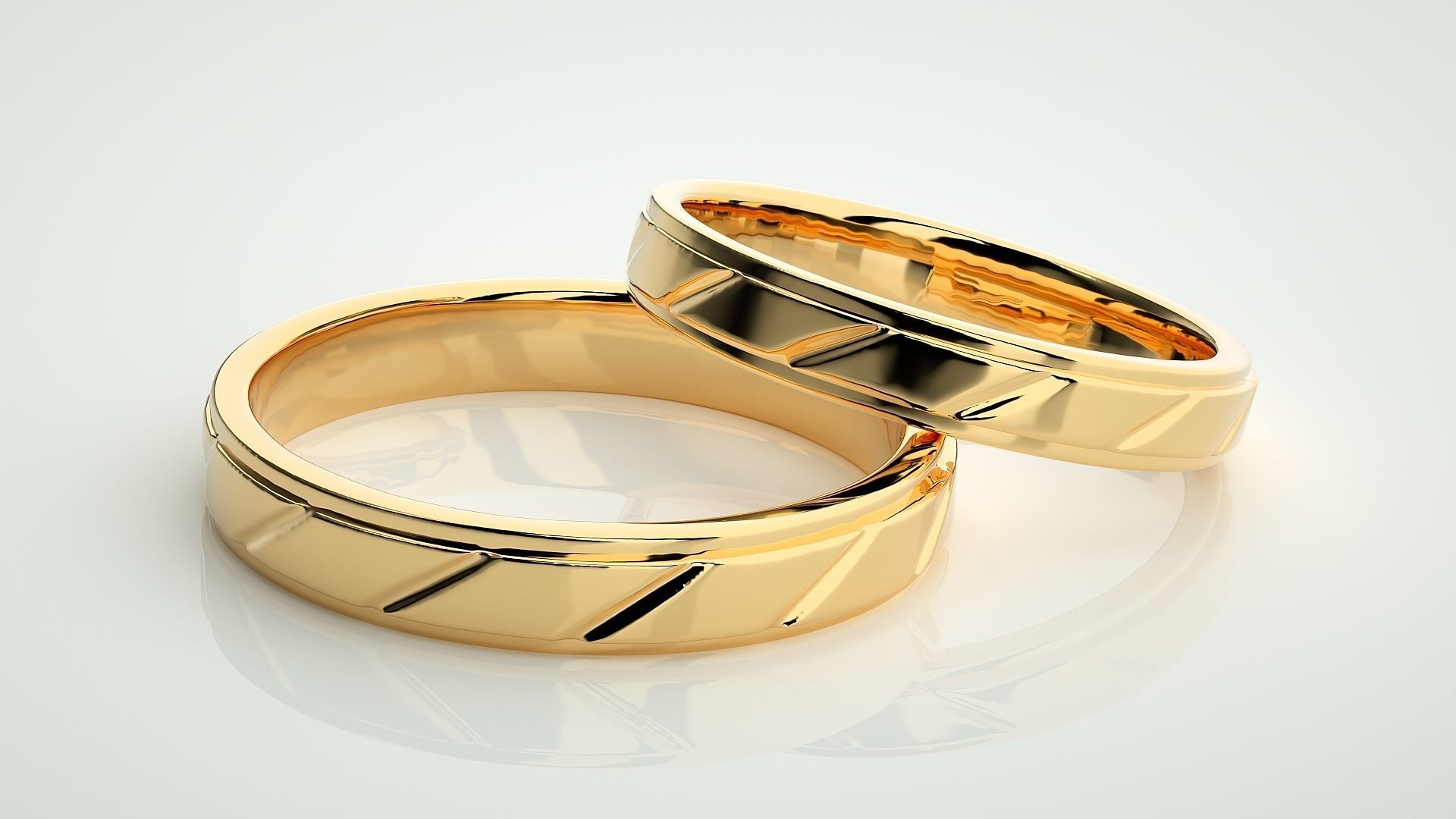 Italian Plain Gold Couple Band Ring 3dm stl render detail 3D print model_10