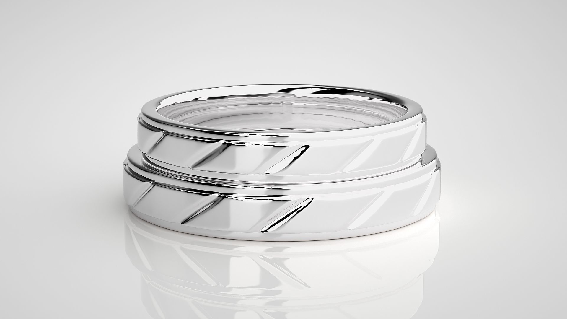 Italian Plain Gold Couple Band Ring 3dm stl render detail 3D print model_7
