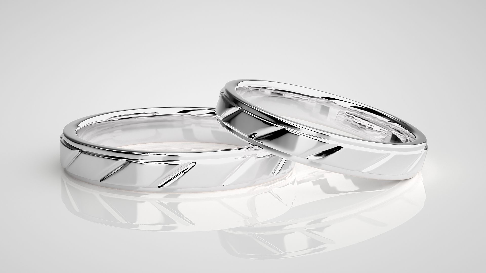 Italian Plain Gold Couple Band Ring 3dm stl render detail 3D print model_5