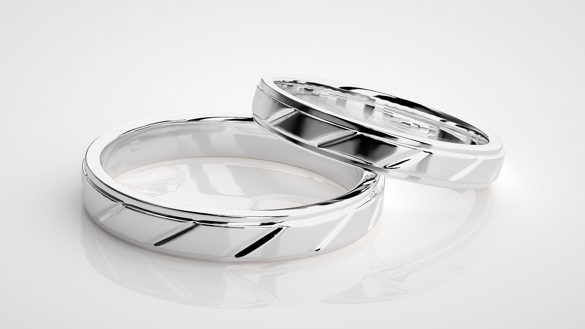 Italian Plain Gold Couple Band Ring 3dm stl render detail 3D print model_6