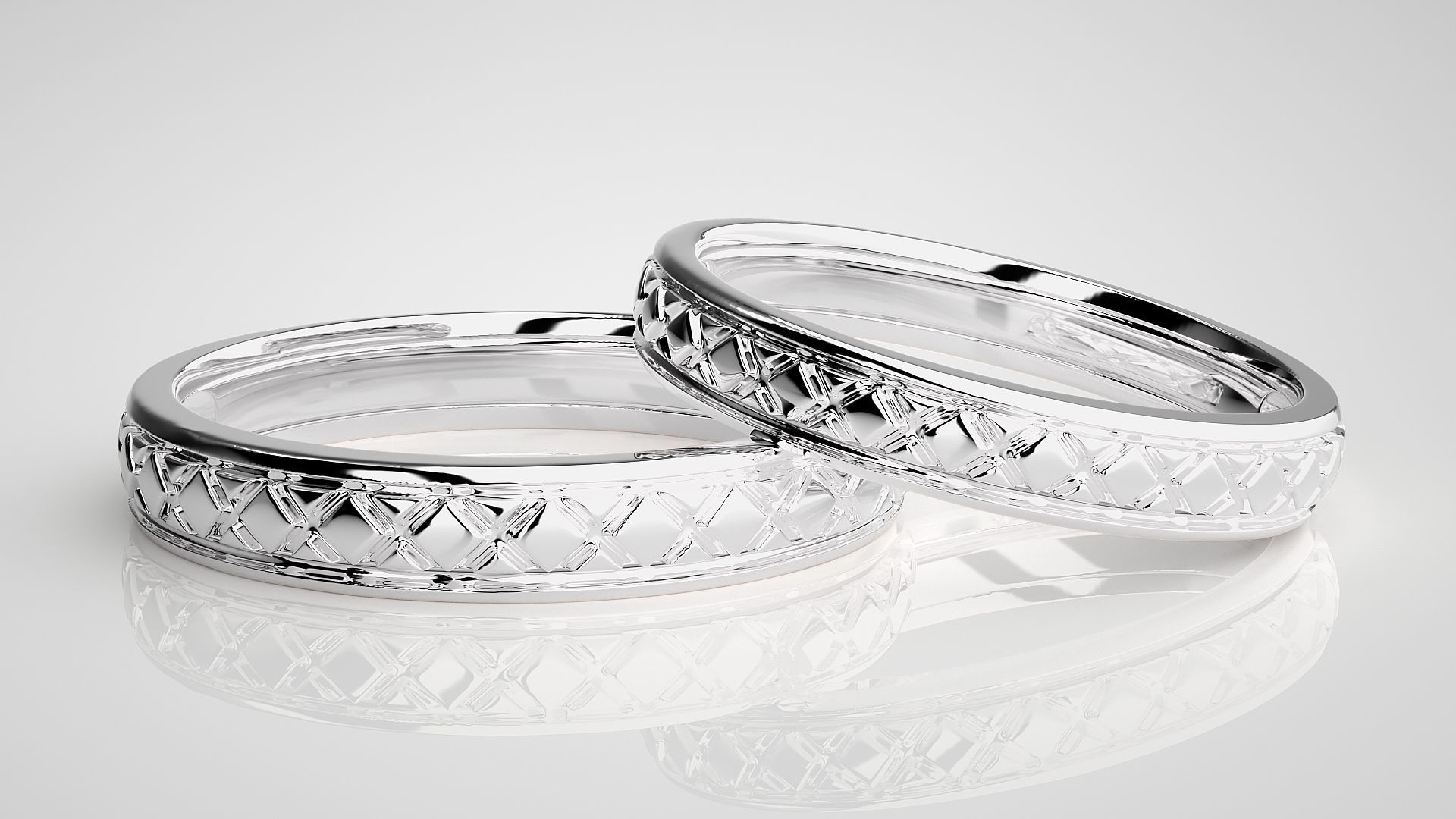 Plain Gold Couple Band Ring 3dm stl render detail 3D print model_5