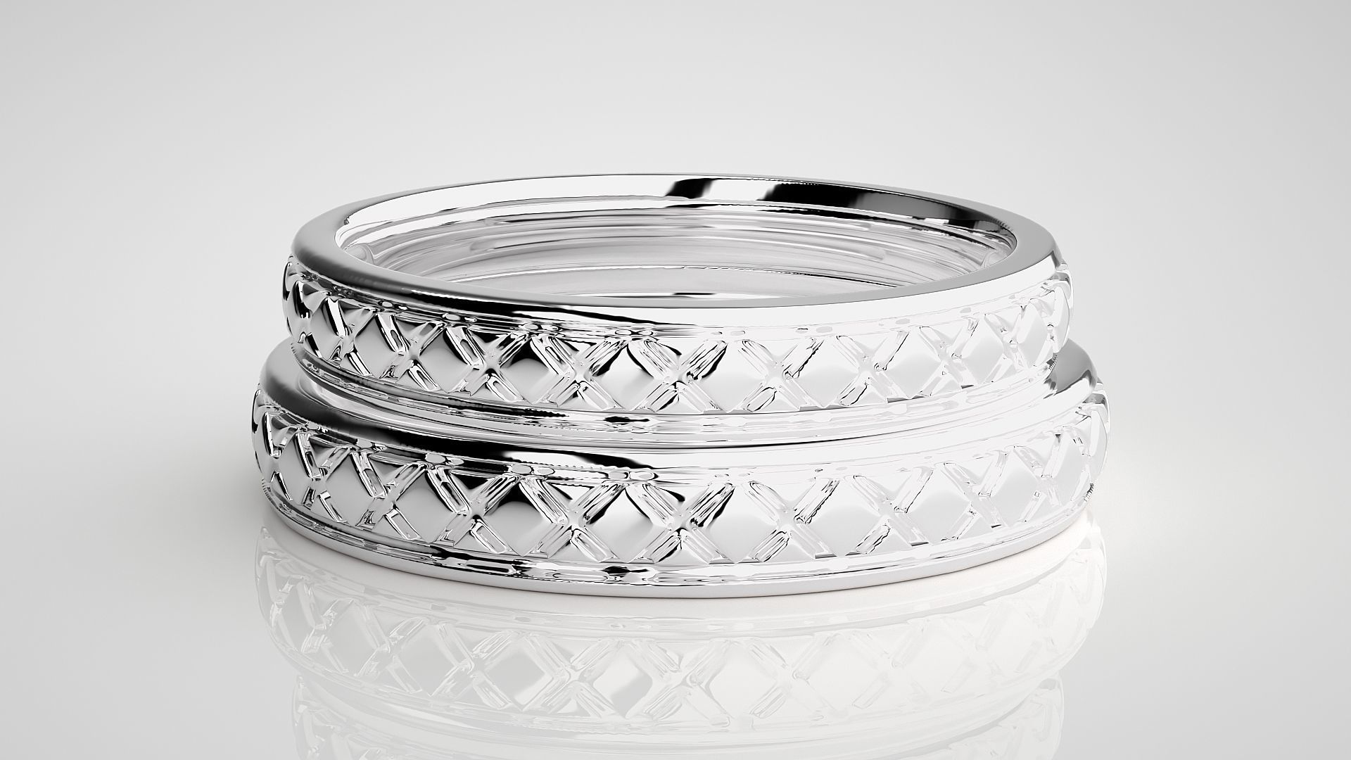 Plain Gold Couple Band Ring 3dm stl render detail 3D print model_7