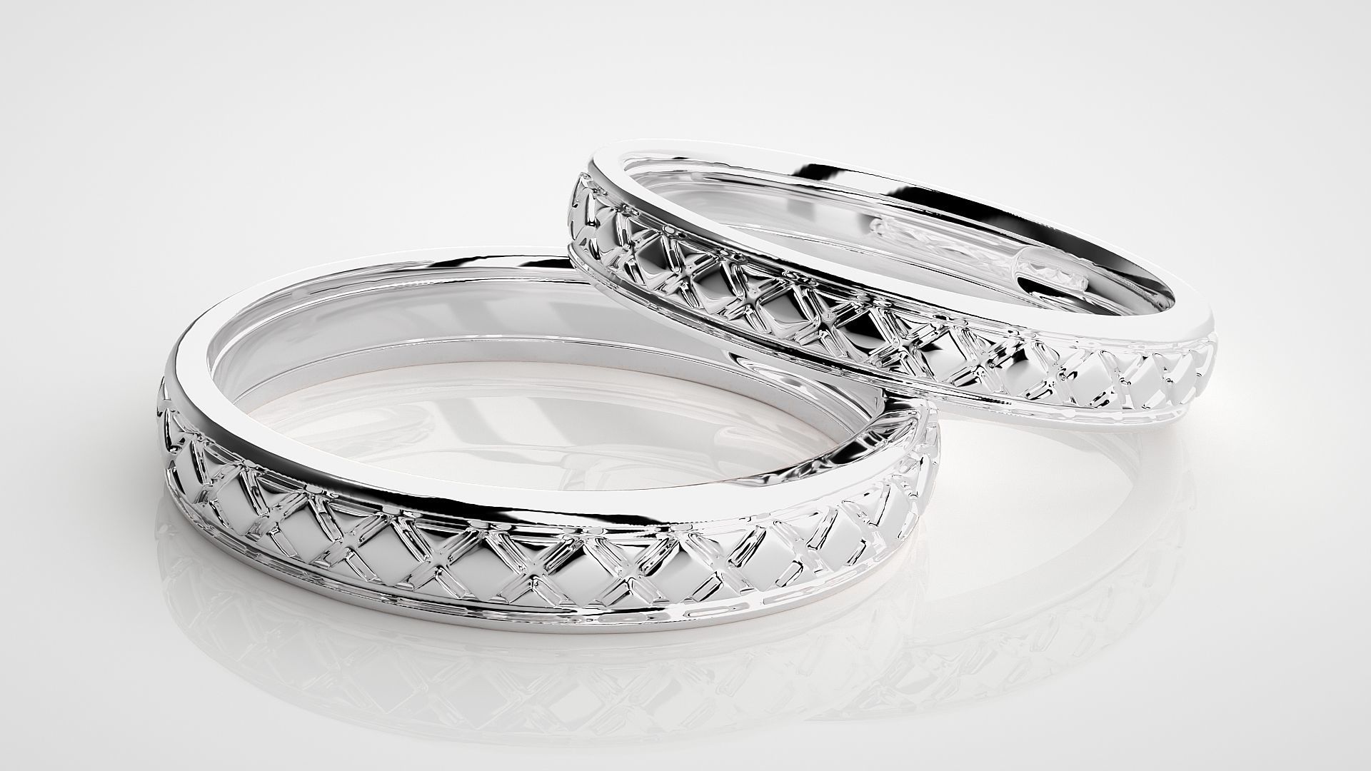 Plain Gold Couple Band Ring 3dm stl render detail 3D print model_6