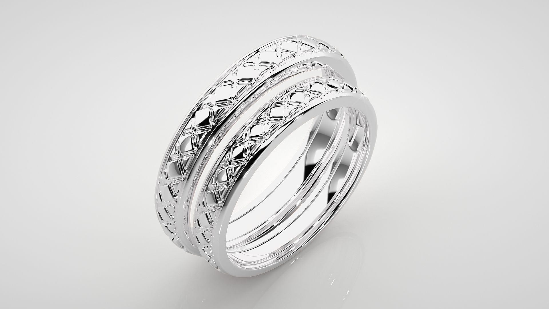 Plain Gold Couple Band Ring 3dm stl render detail 3D print model_8