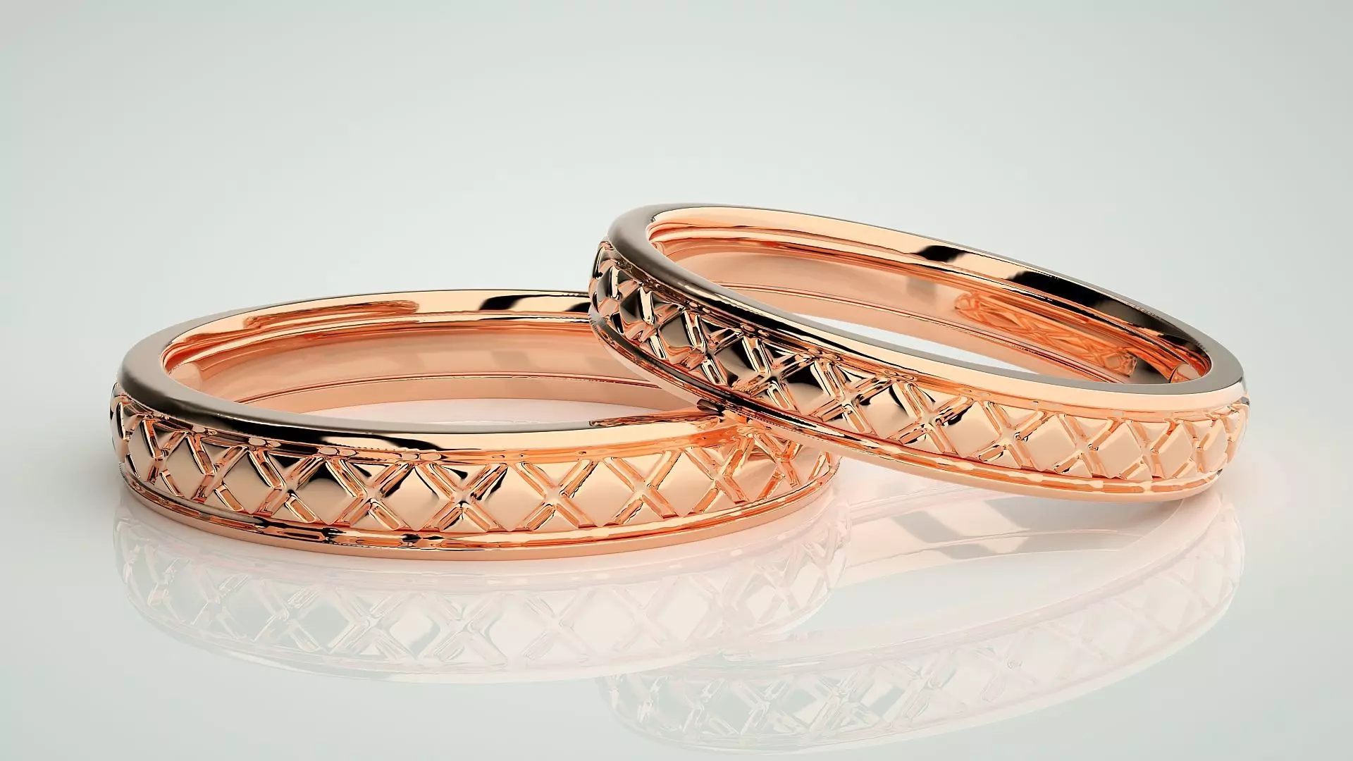 Plain Gold Couple Band Ring 3dm stl render detail 3D print model_0