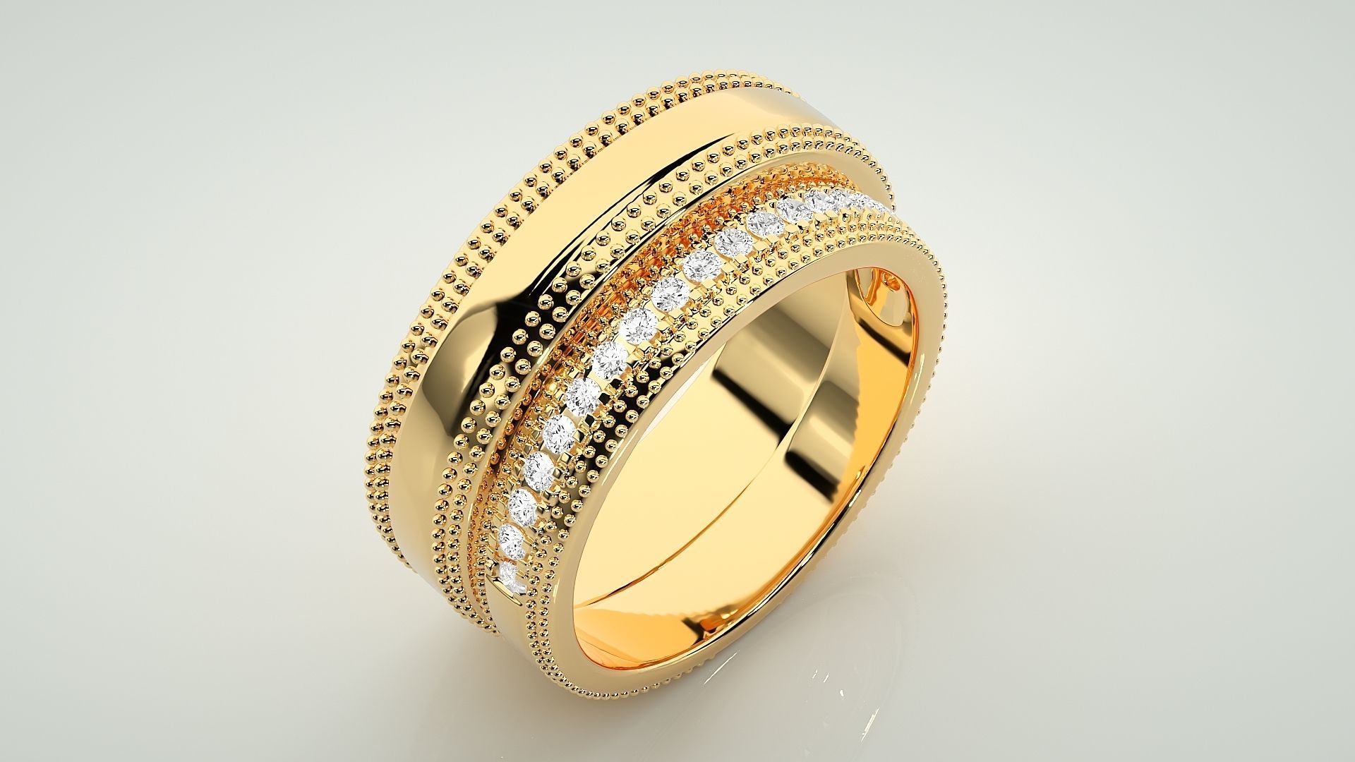 Diamond Couple Band Ring 3dm stl render detail 3D print model_12