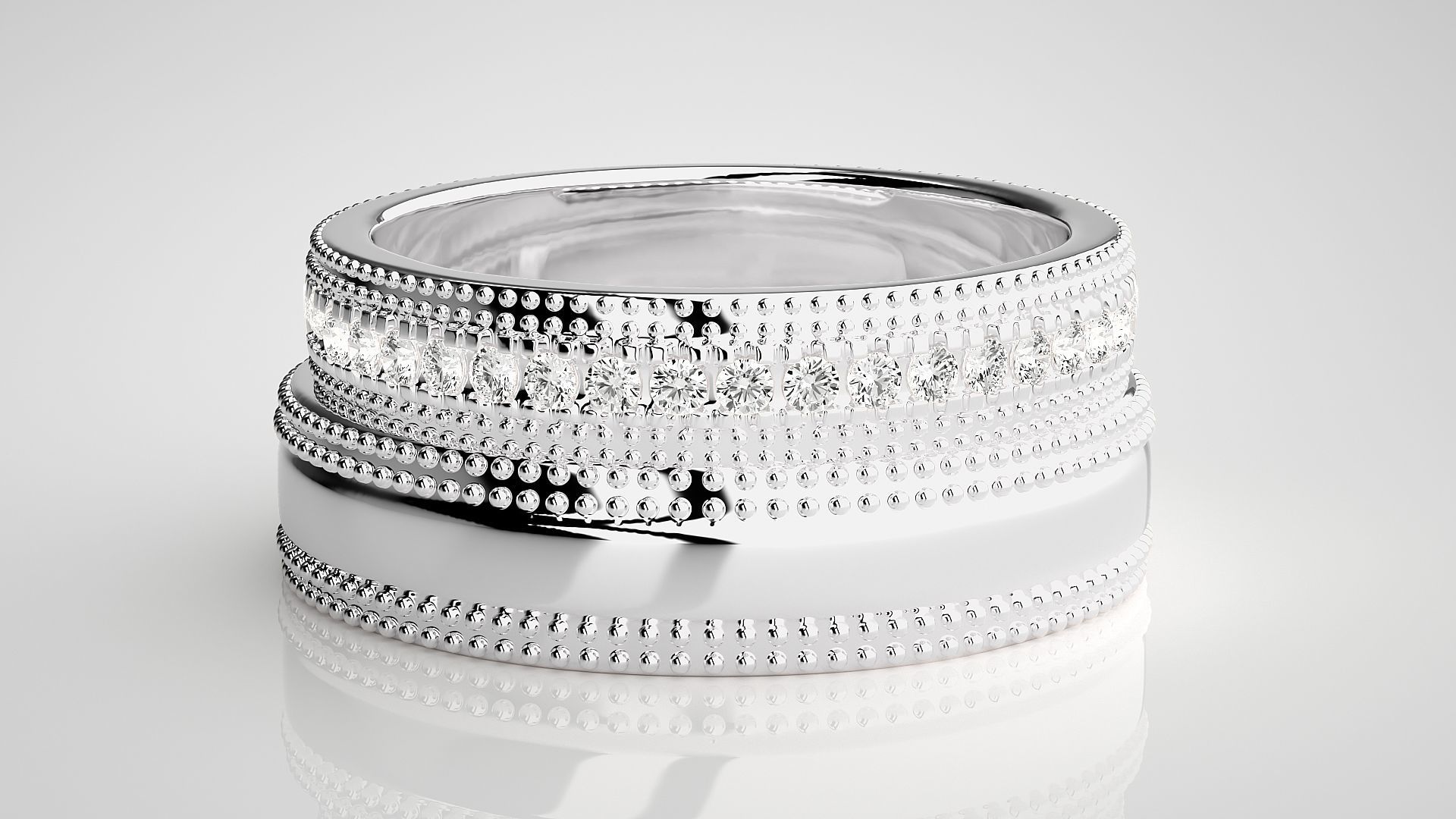 Diamond Couple Band Ring 3dm stl render detail 3D print model_7