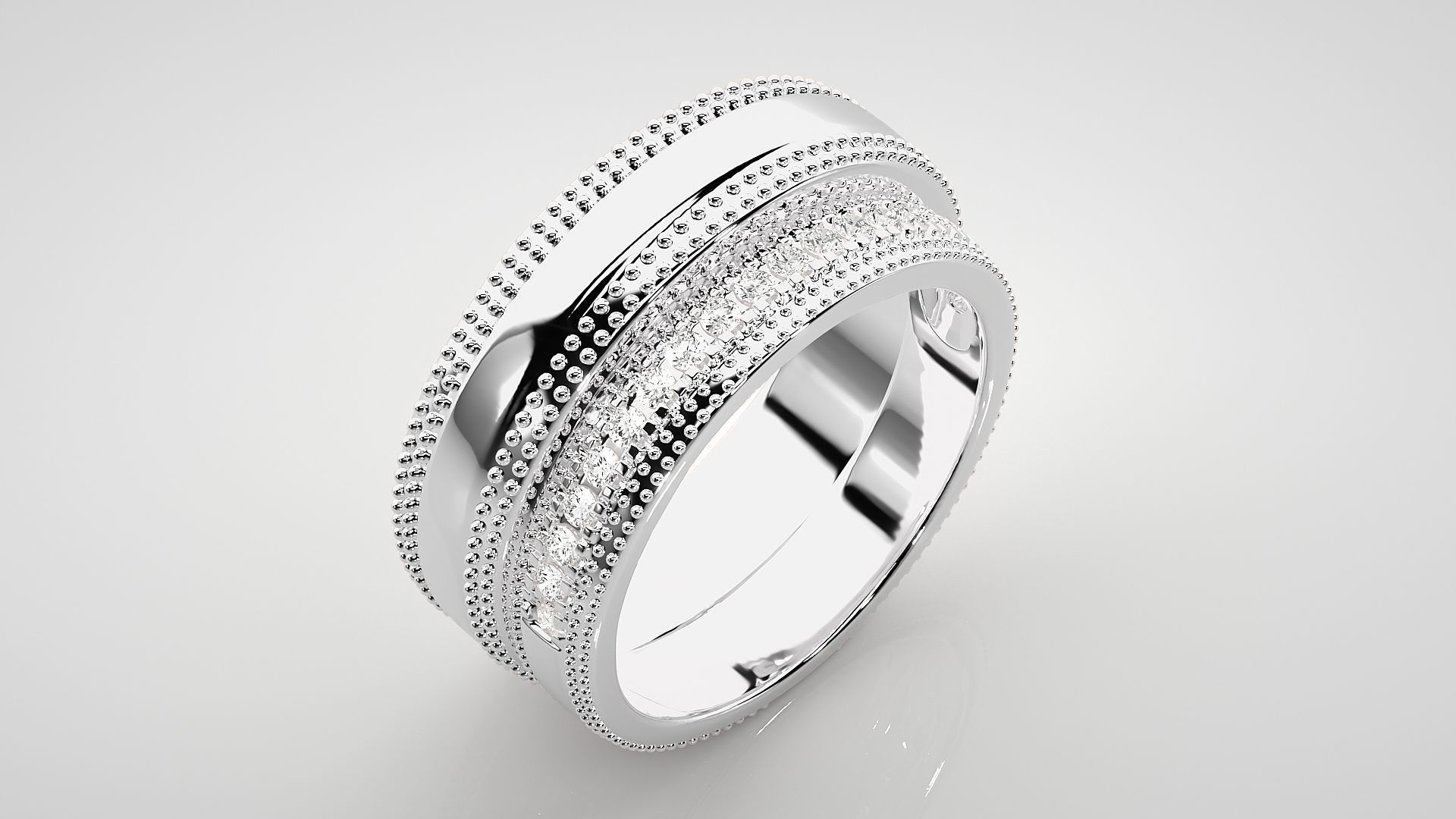 Diamond Couple Band Ring 3dm stl render detail 3D print model_8
