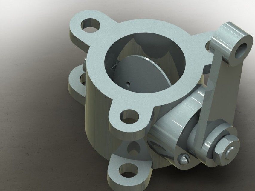 Valve metal pipe with two holes Free 3D model_4