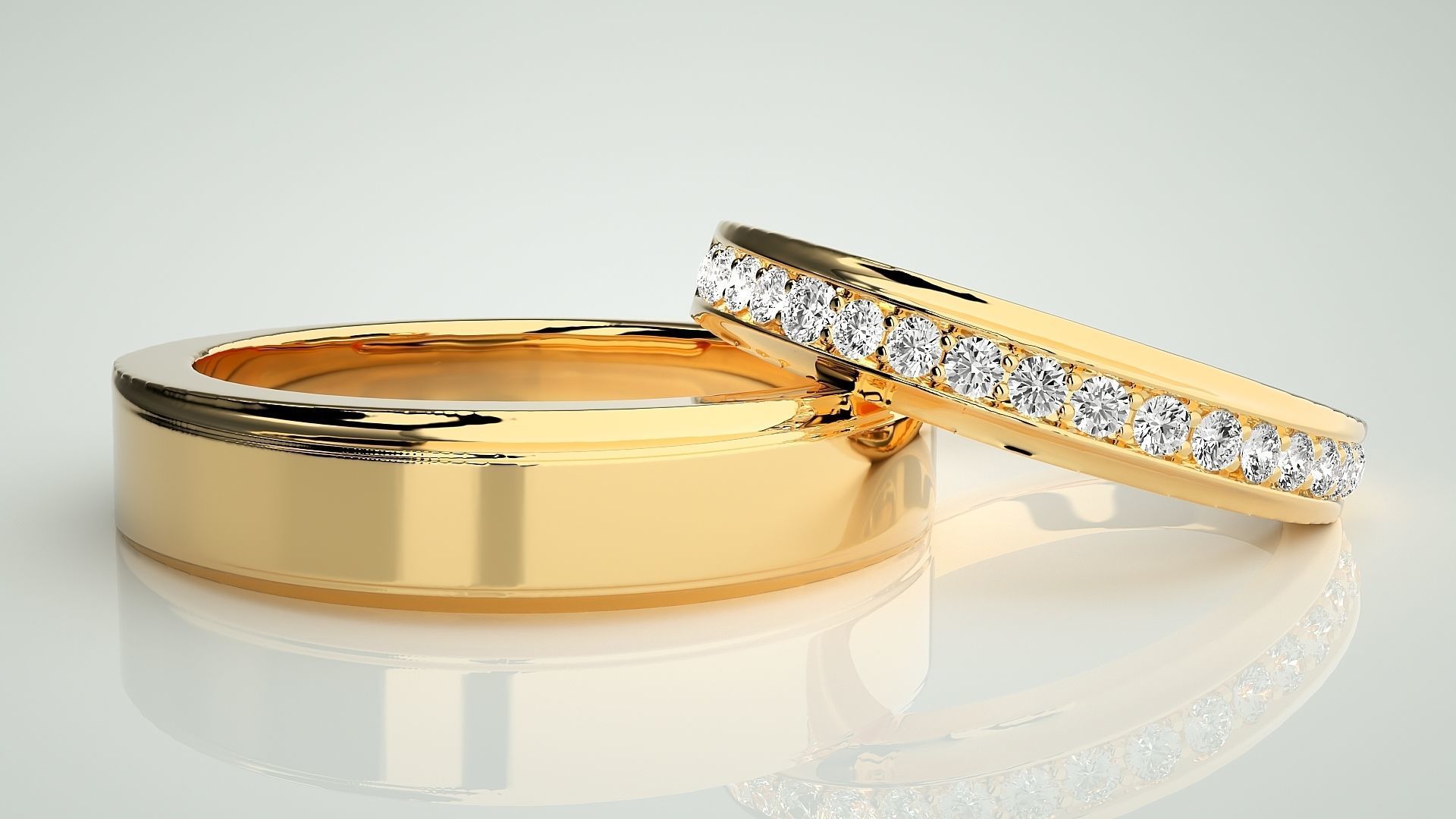 Diamond Couple Band Ring 3dm stl render detail 3D print model_9