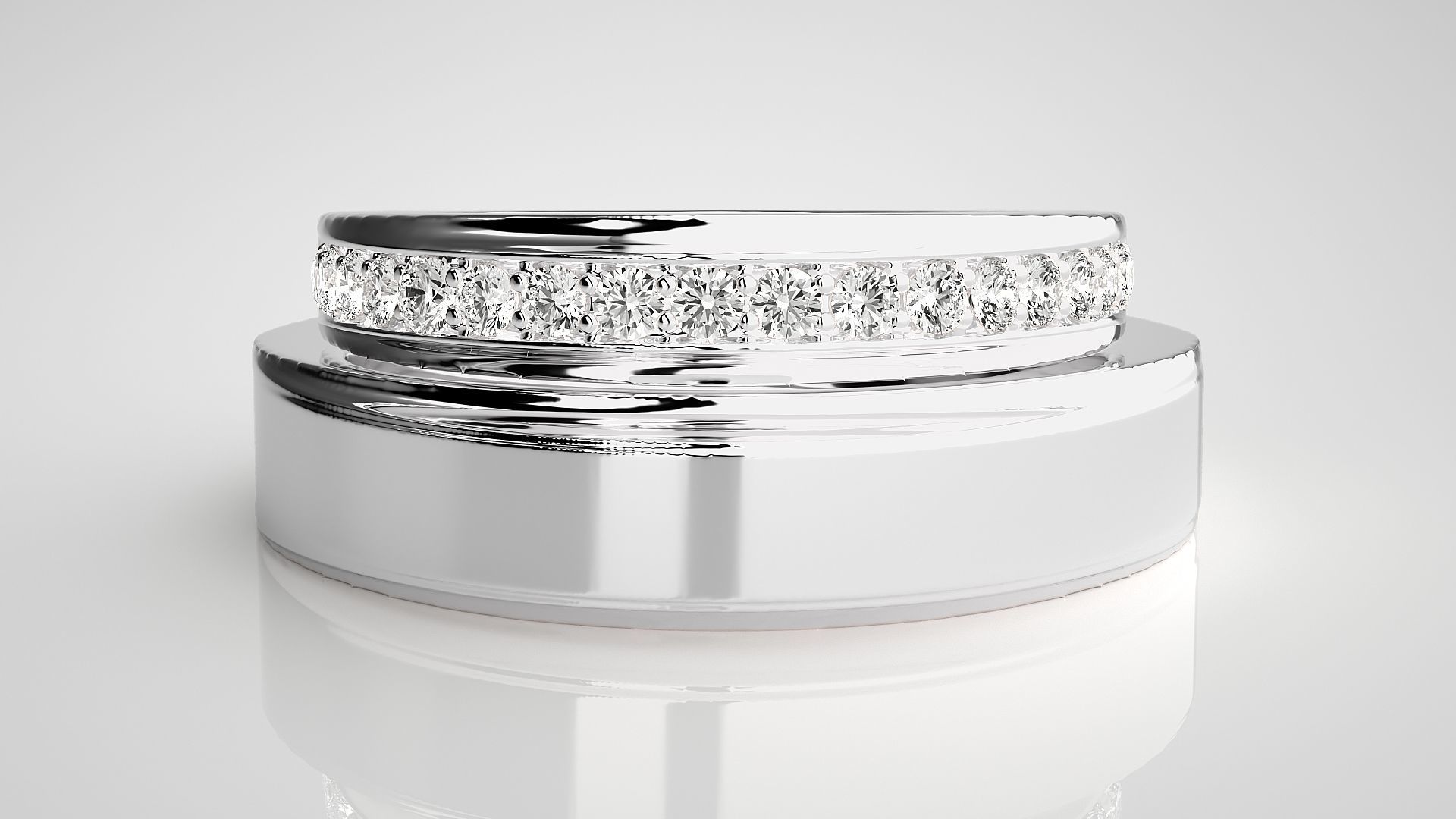Diamond Couple Band Ring 3dm stl render detail 3D print model_7