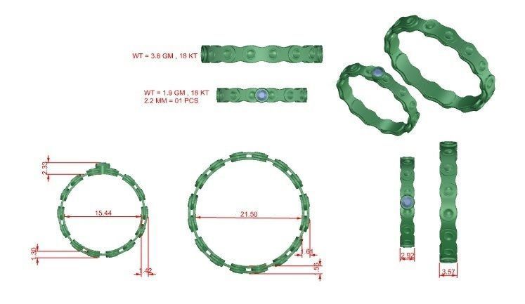 Chain Theme Solitaire Couple Band Ring 3dm stl render detail 3D print model_3