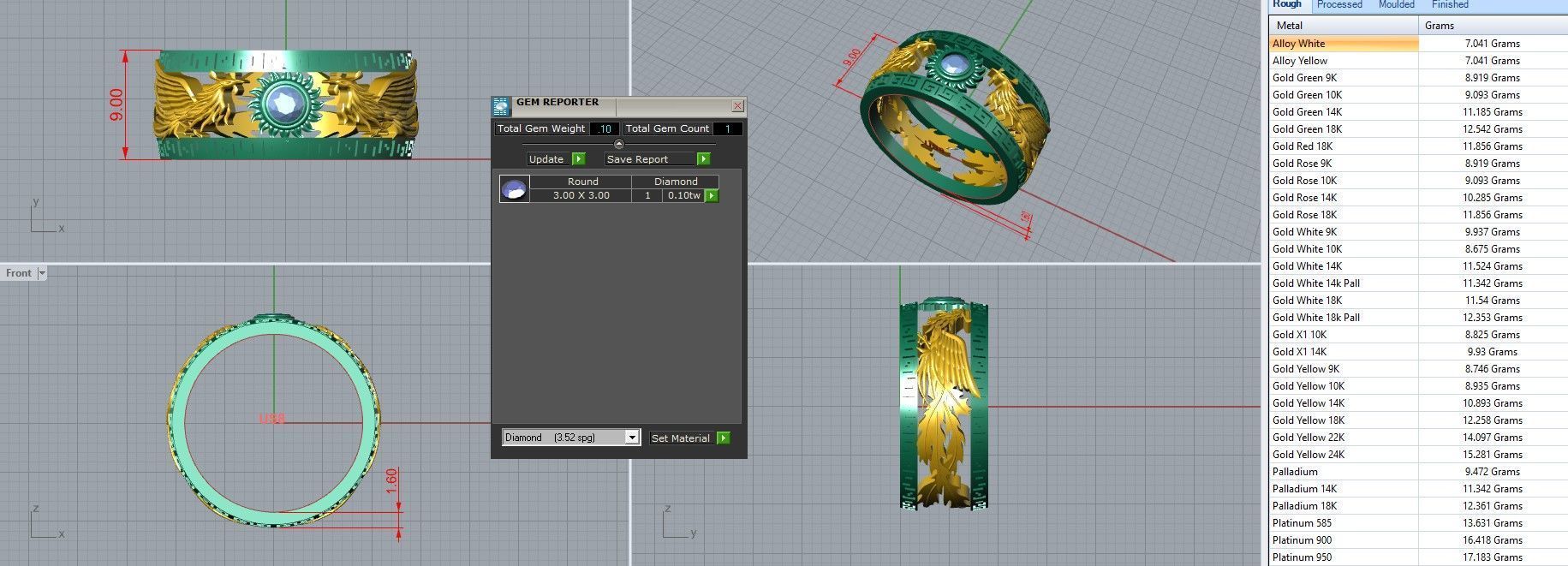 Dragon and Sun Solitaire Couple Band Ring 3dm stl render detail 3D print model_34
