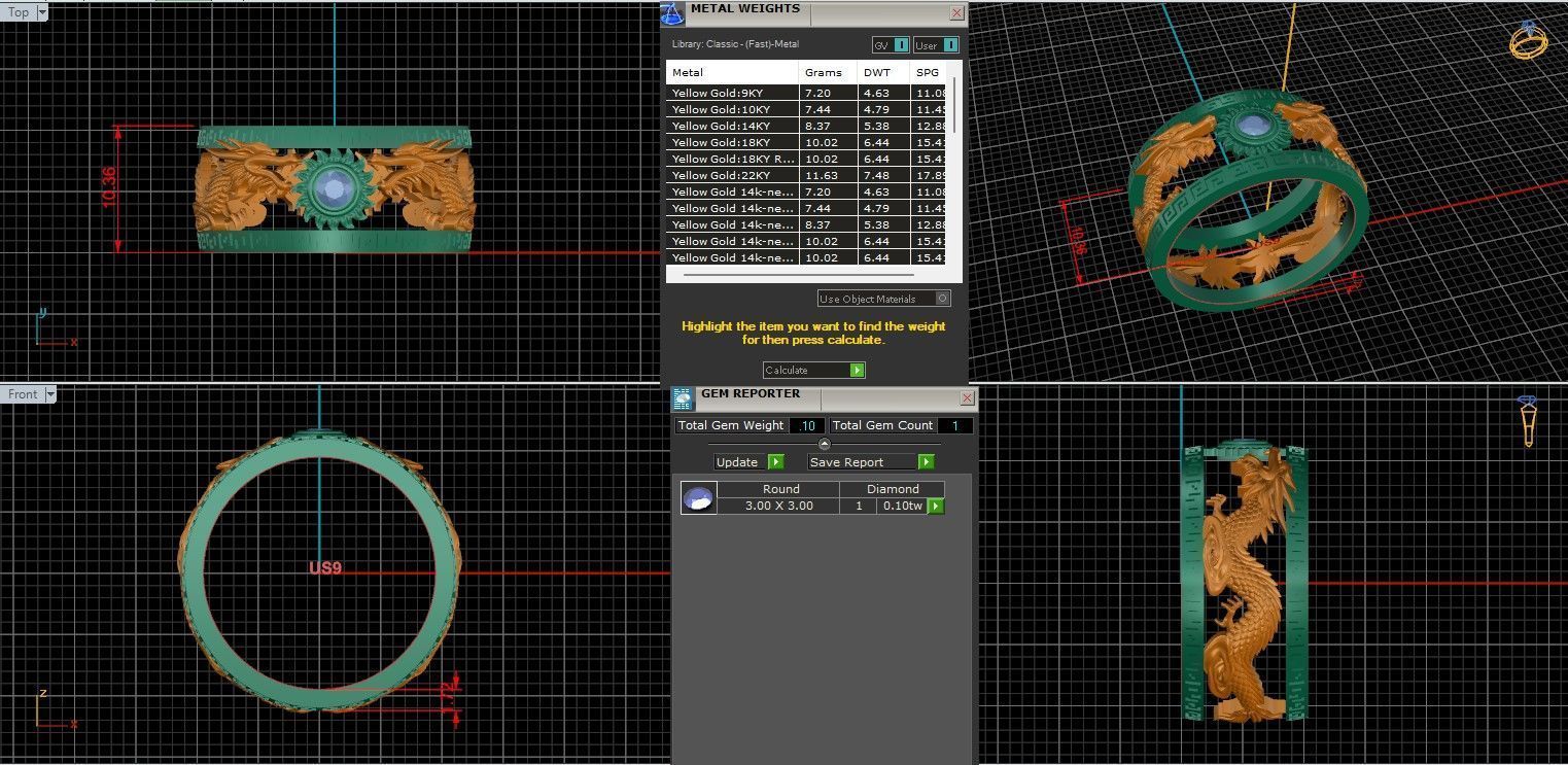 Dragon and Sun Solitaire Couple Band Ring 3dm stl render detail 3D print model_15