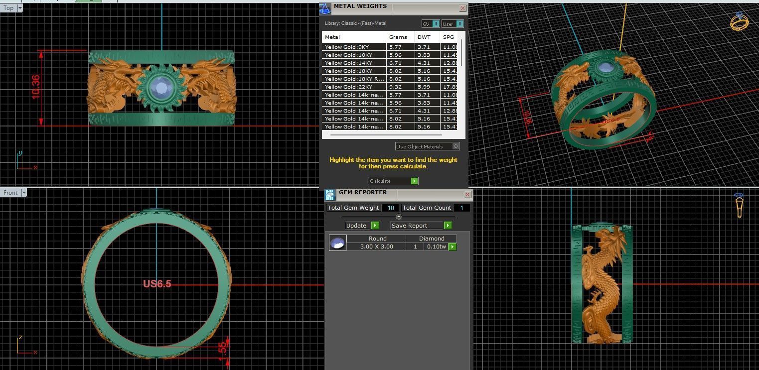 Dragon and Sun Solitaire Couple Band Ring 3dm stl render detail 3D print model_18