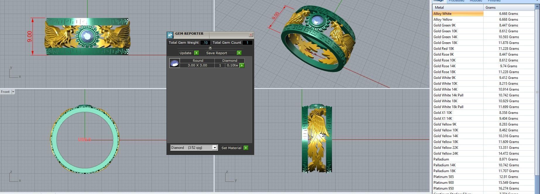 Dragon and Sun Solitaire Couple Band Ring 3dm stl render detail 3D print model_31