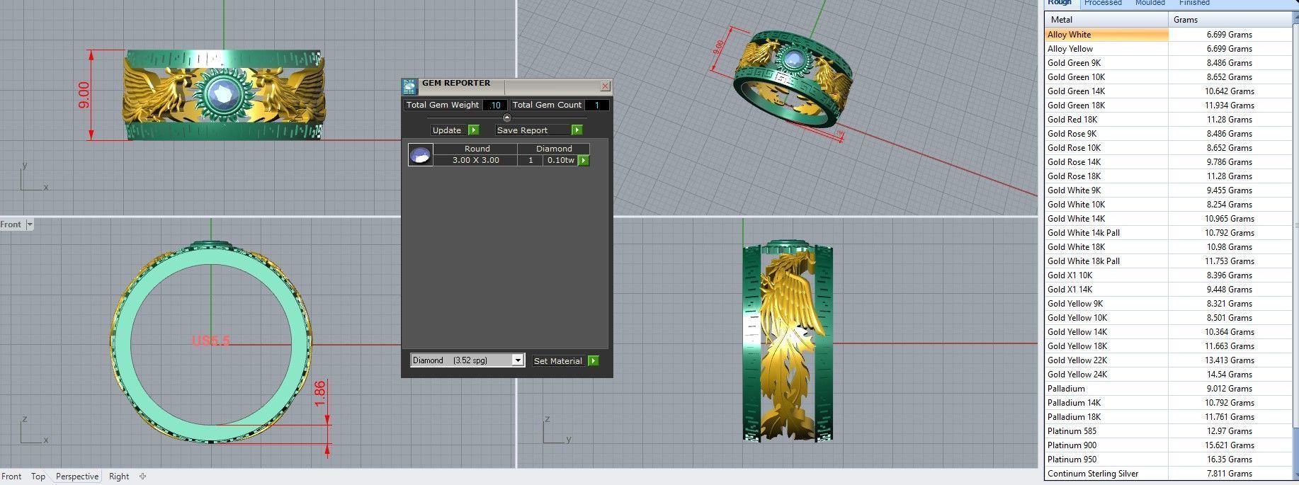 Dragon and Sun Solitaire Couple Band Ring 3dm stl render detail 3D print model_28