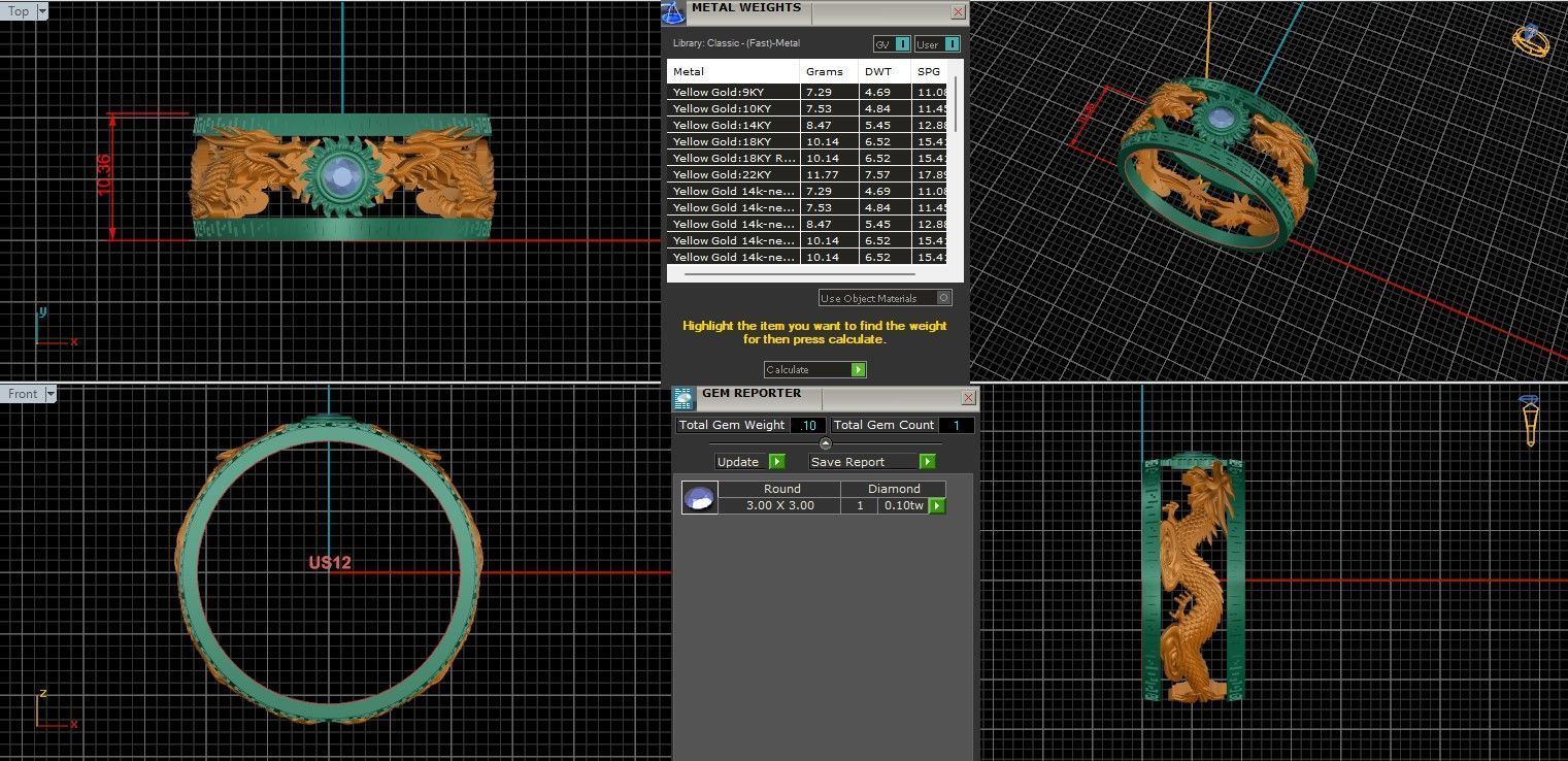 Dragon and Sun Solitaire Couple Band Ring 3dm stl render detail 3D print model_20