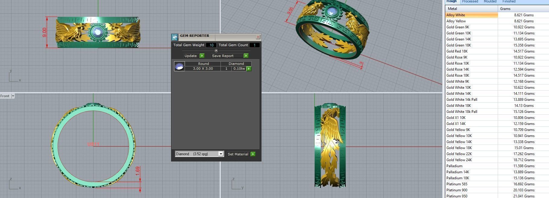 Dragon and Sun Solitaire Couple Band Ring 3dm stl render detail 3D print model_25