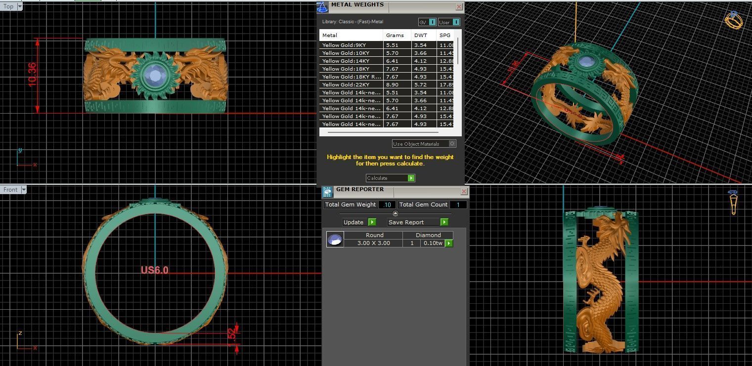 Dragon and Sun Solitaire Couple Band Ring 3dm stl render detail 3D print model_16