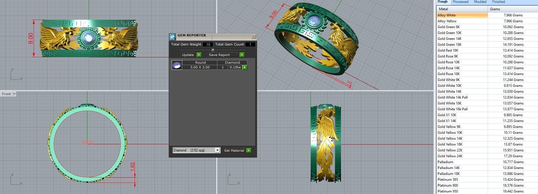 Dragon and Sun Solitaire Couple Band Ring 3dm stl render detail 3D print model_29