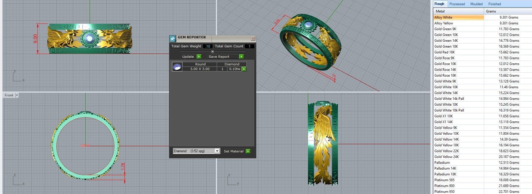 Dragon and Sun Solitaire Couple Band Ring 3dm stl render detail 3D print model_26