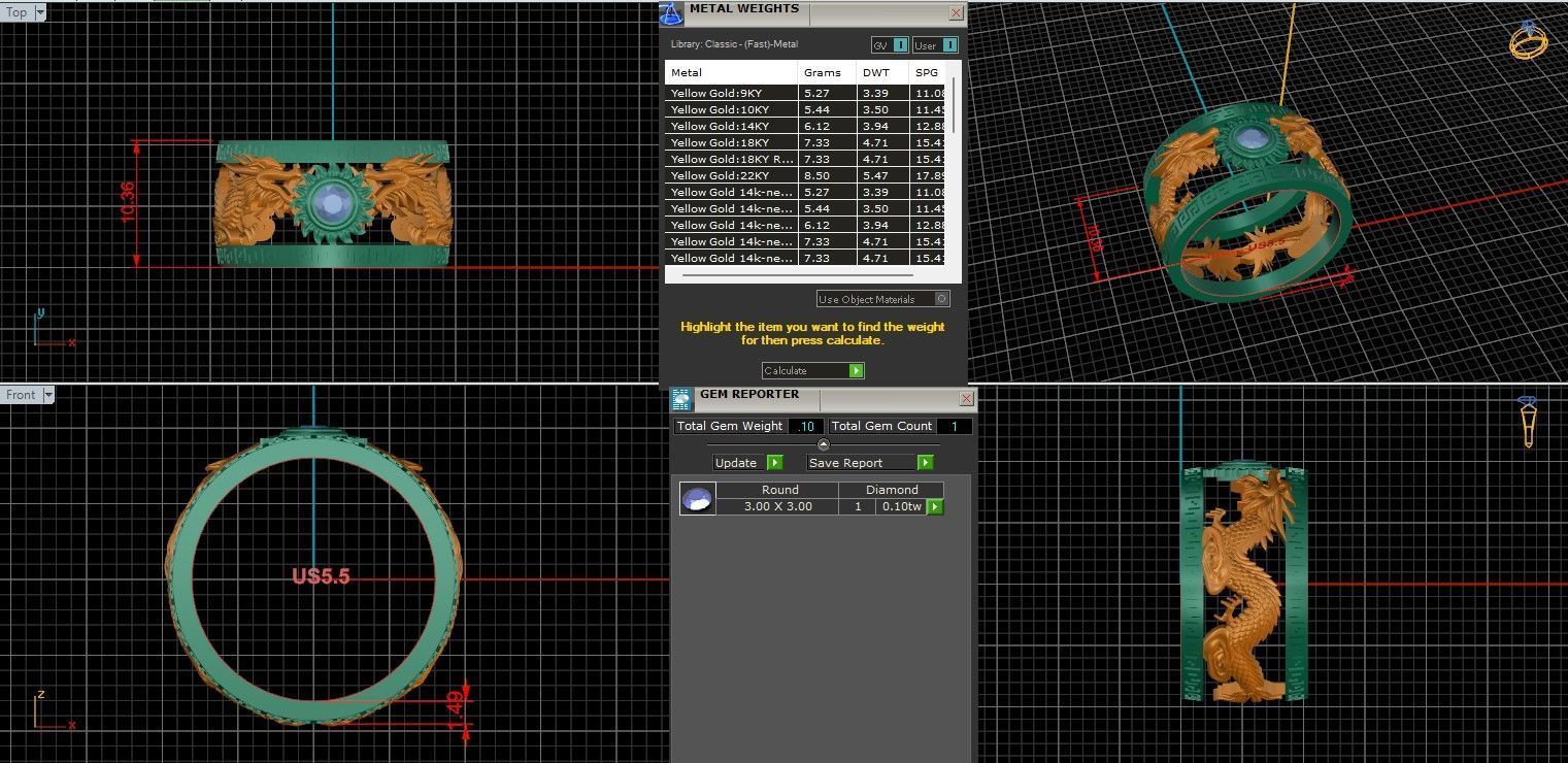 Dragon and Sun Solitaire Couple Band Ring 3dm stl render detail 3D print model_17