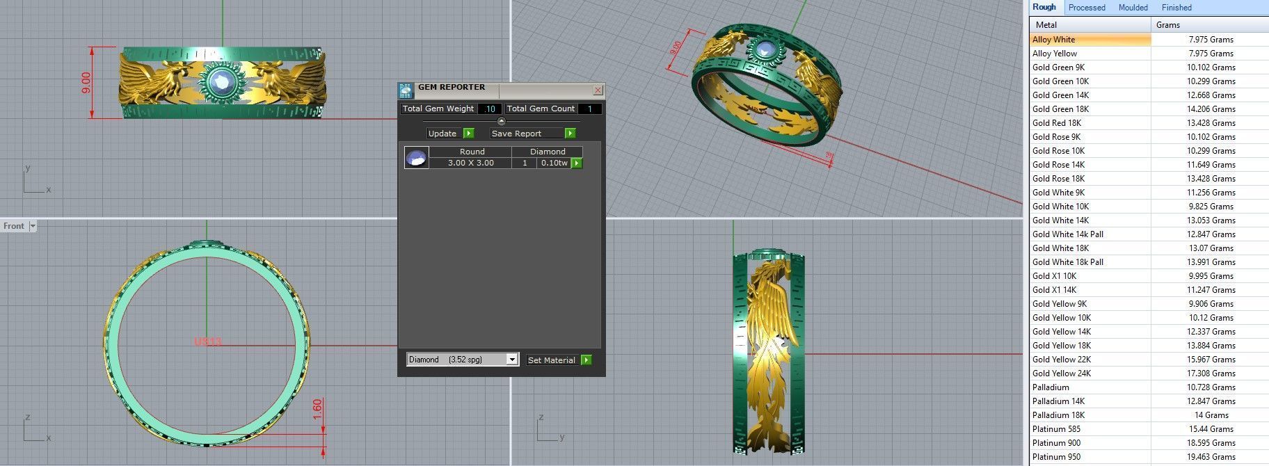Dragon and Sun Solitaire Couple Band Ring 3dm stl render detail 3D print model_27