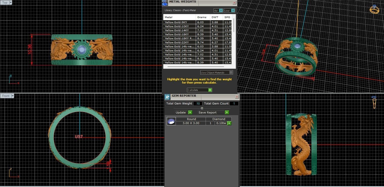 Dragon and Sun Solitaire Couple Band Ring 3dm stl render detail 3D print model_19