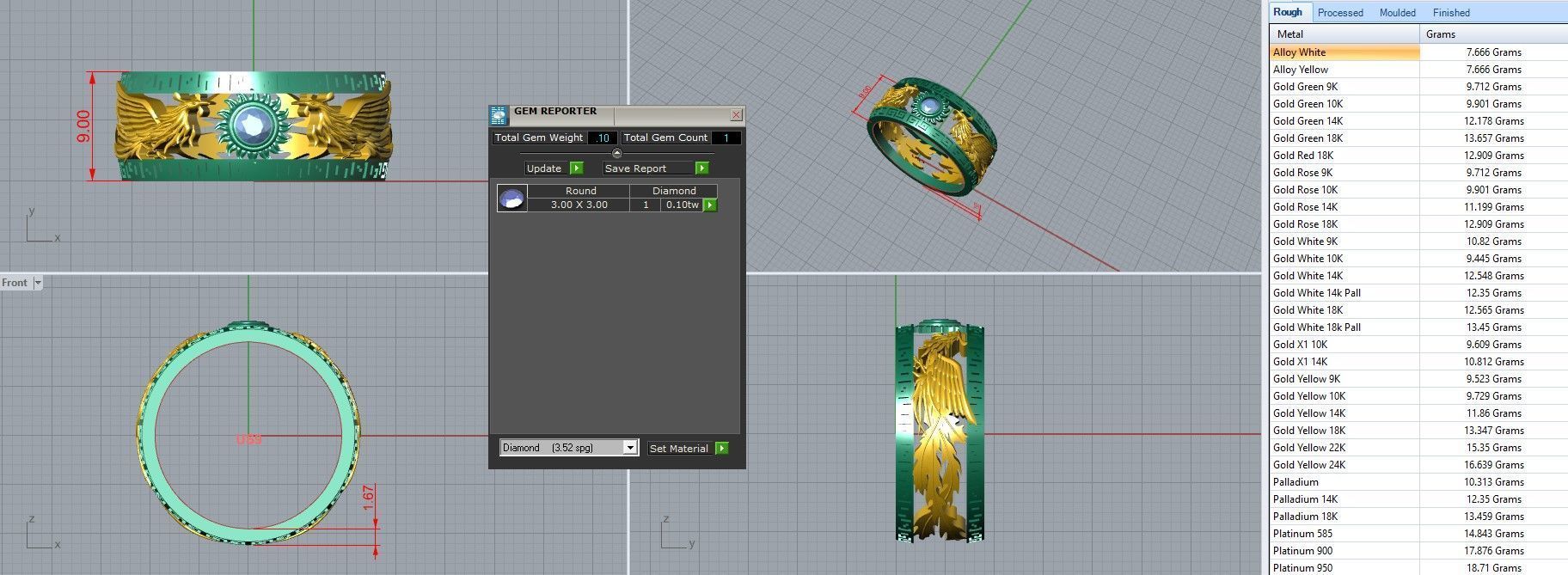 Dragon and Sun Solitaire Couple Band Ring 3dm stl render detail 3D print model_35