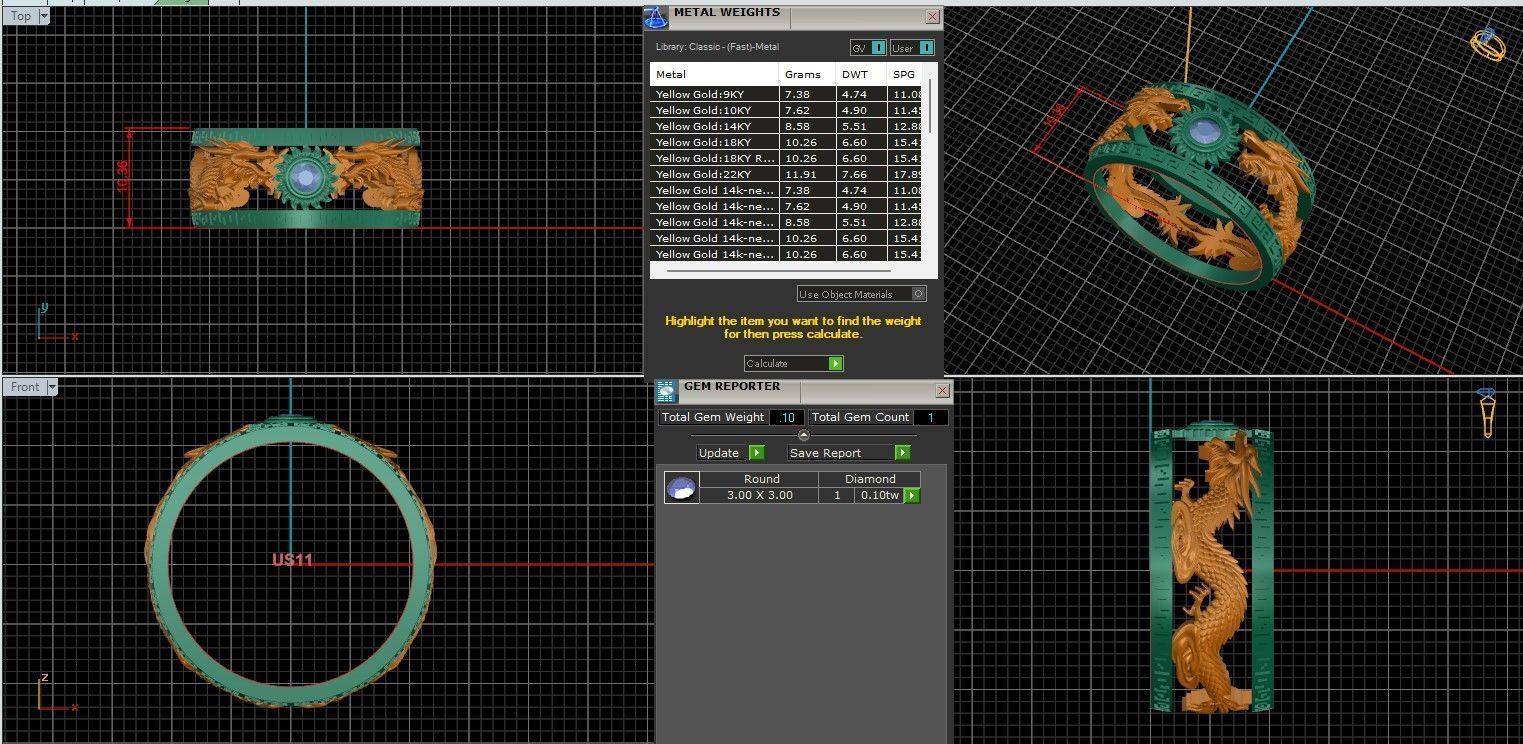 Dragon and Sun Solitaire Couple Band Ring 3dm stl render detail 3D print model_24