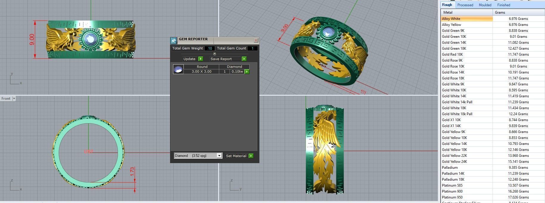 Dragon and Sun Solitaire Couple Band Ring 3dm stl render detail 3D print model_32