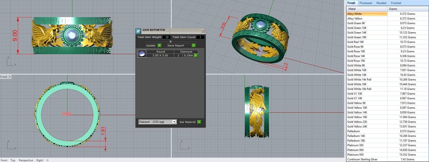 Dragon and Sun Solitaire Couple Band Ring 3dm stl render detail 3D print model_30
