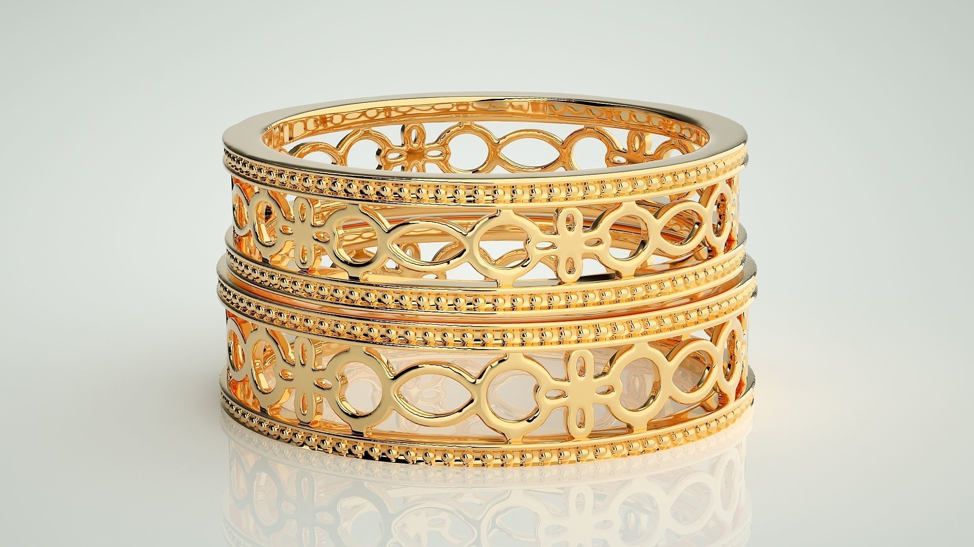 Mesh Plain Gold Couple Band Ring 3dm stl render detail  3D print model_11