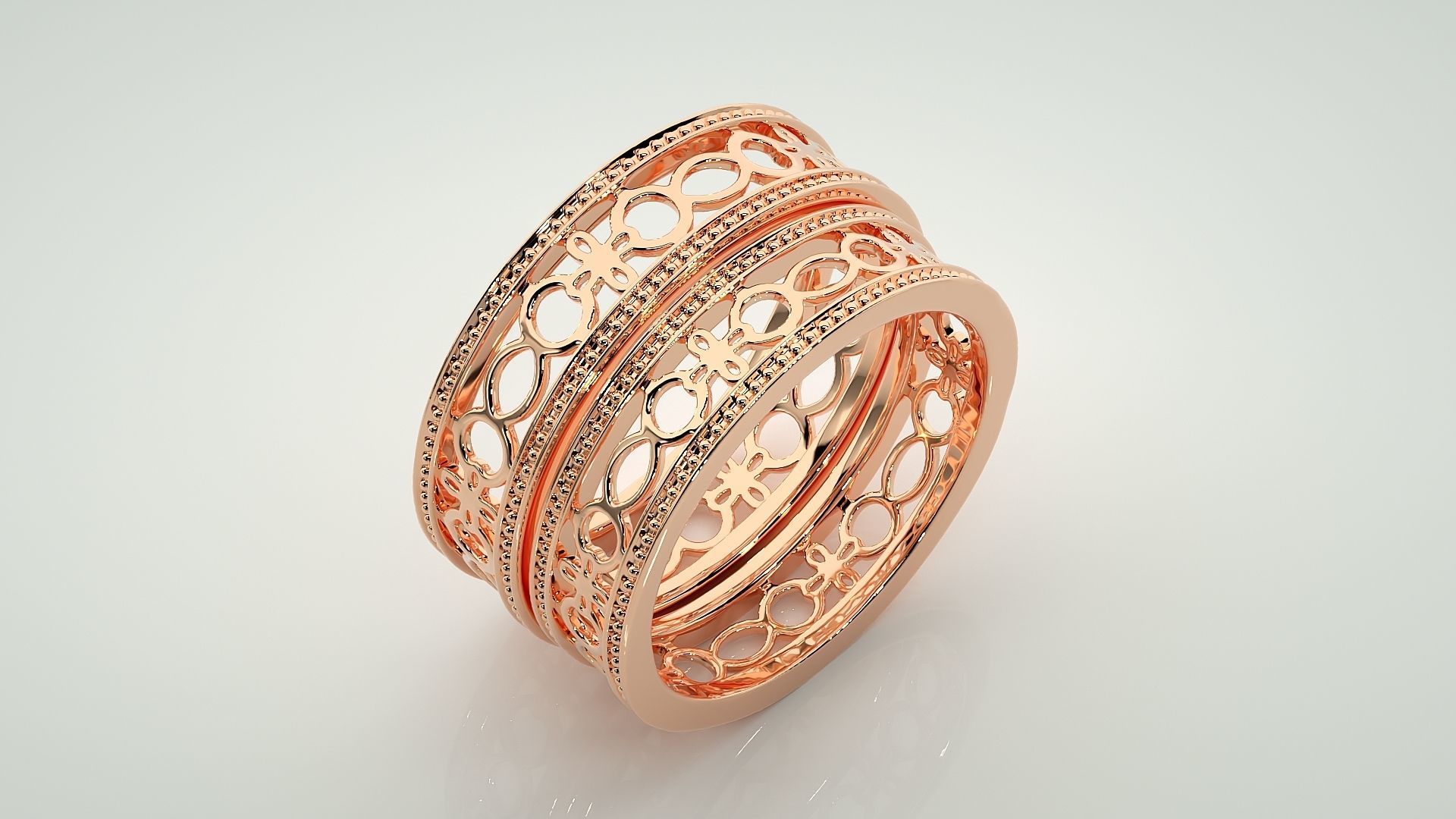 Mesh Plain Gold Couple Band Ring 3dm stl render detail  3D print model_4