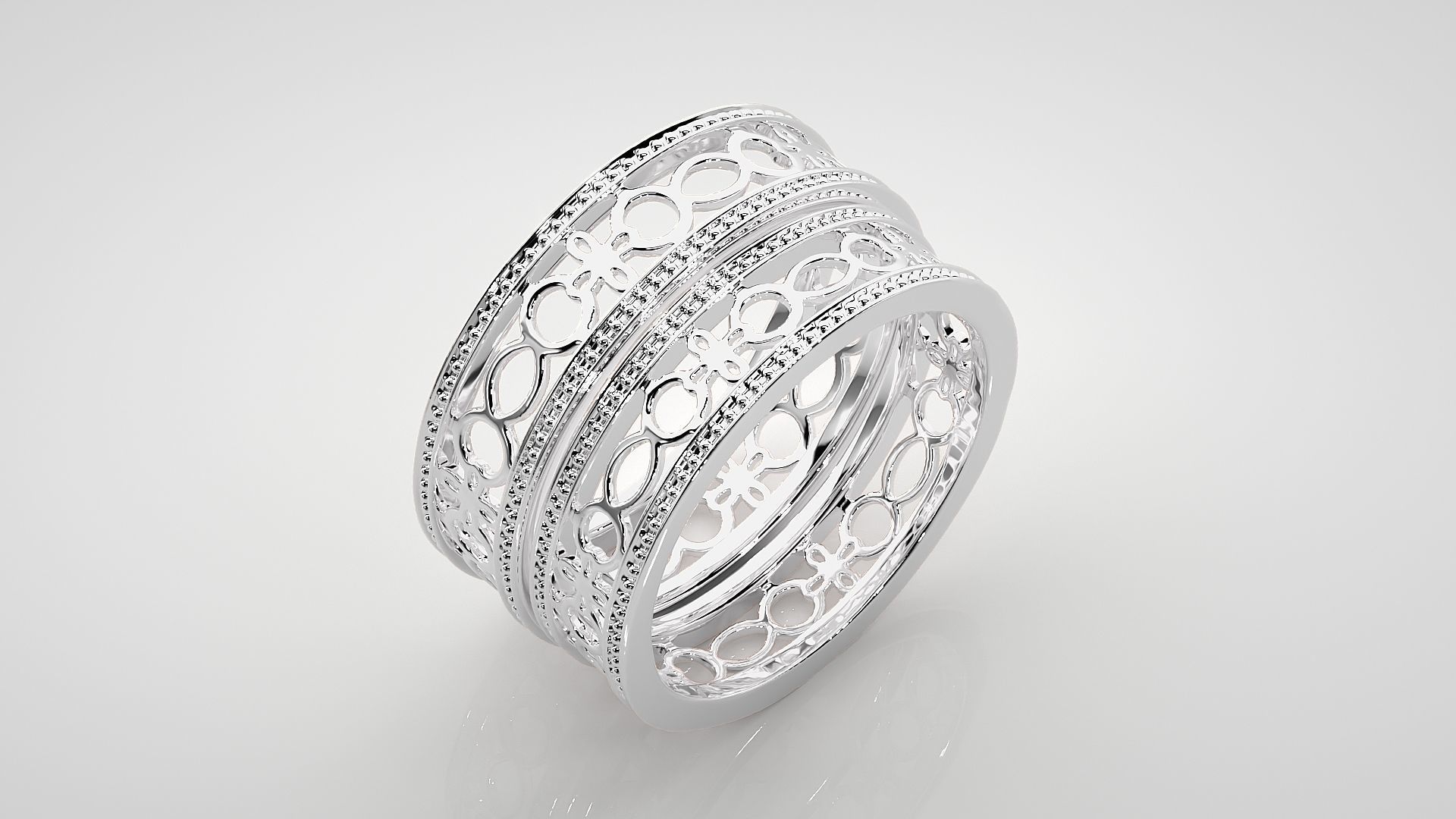 Mesh Plain Gold Couple Band Ring 3dm stl render detail  3D print model_8