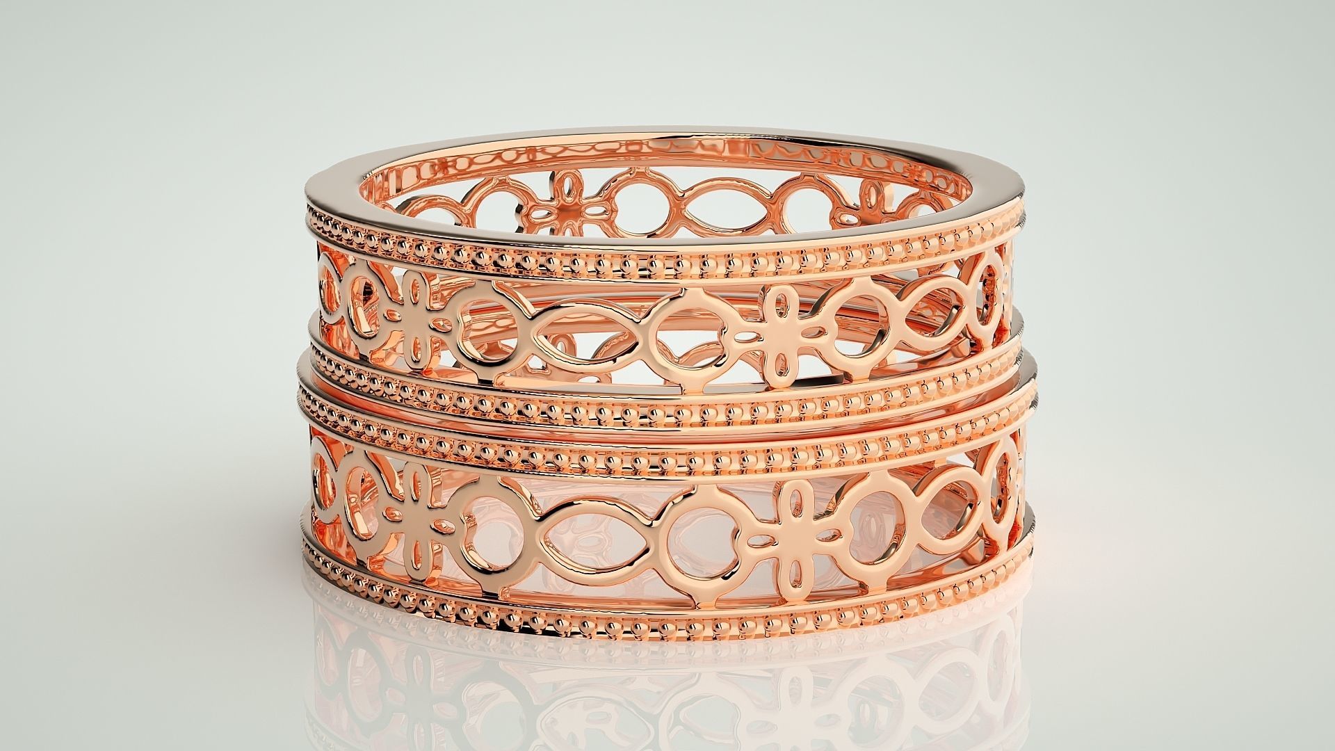 Mesh Plain Gold Couple Band Ring 3dm stl render detail  3D print model_3