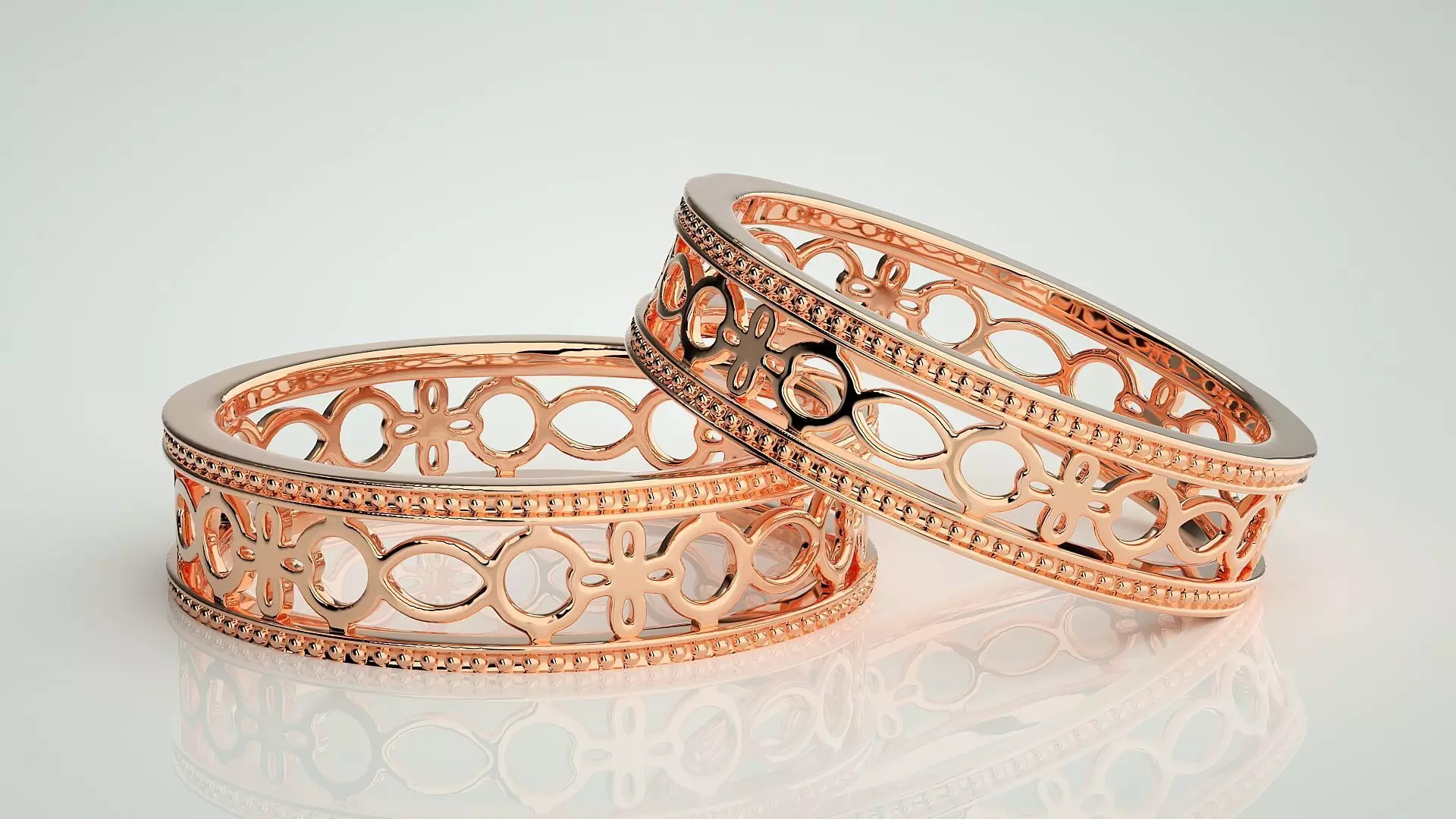Mesh Plain Gold Couple Band Ring 3dm stl render detail  3D print model_0