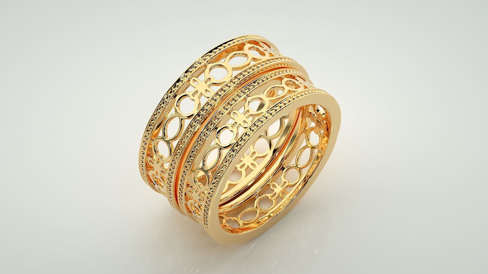 Mesh Plain Gold Couple Band Ring 3dm stl render detail  3D print model_12