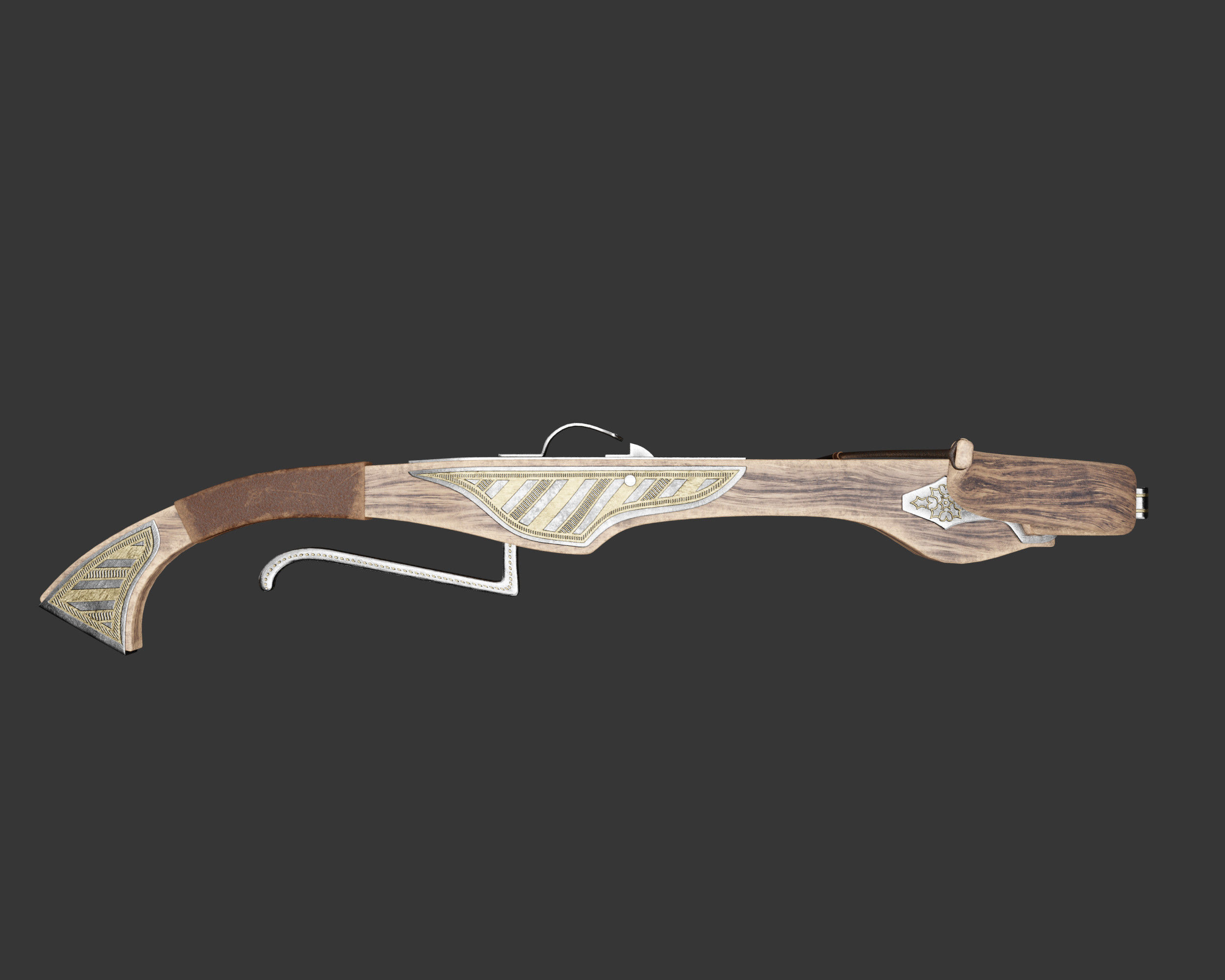 Medieval Noble Weapon Crossbow Low-poly 3D model_6