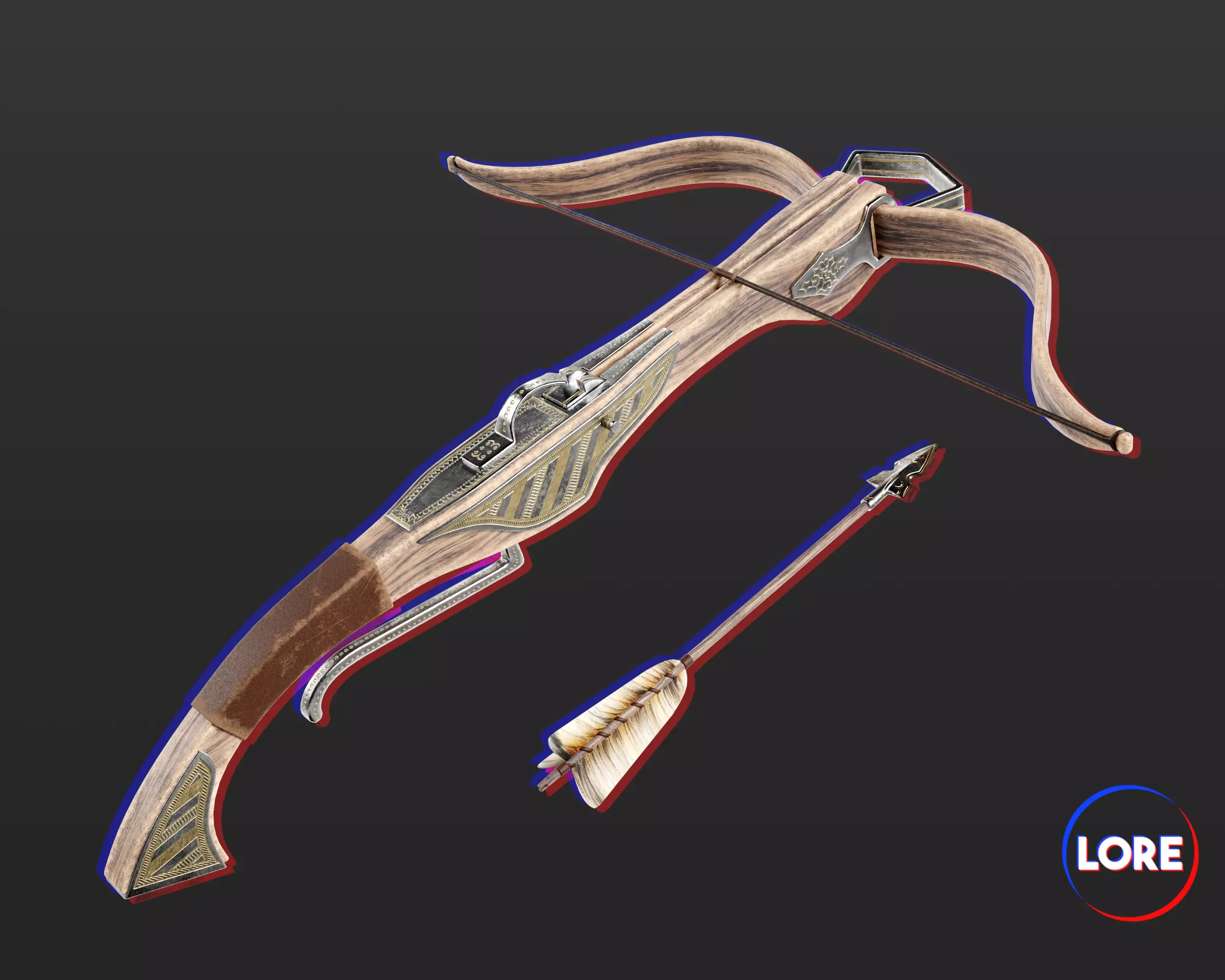 Medieval Noble Weapon Crossbow Low-poly 3D model_0