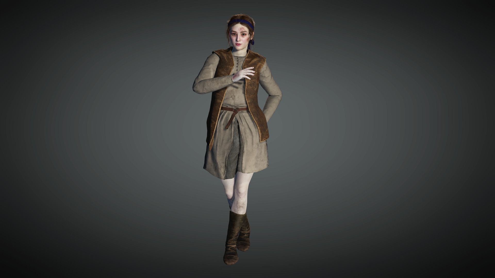 AAA Medieval Female Character 03 Low-poly 3D model_12