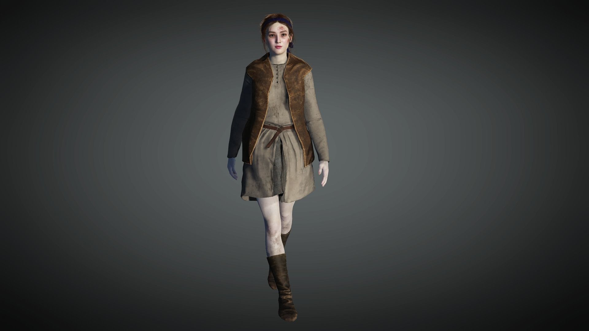 AAA Medieval Female Character 03 Low-poly 3D model_11