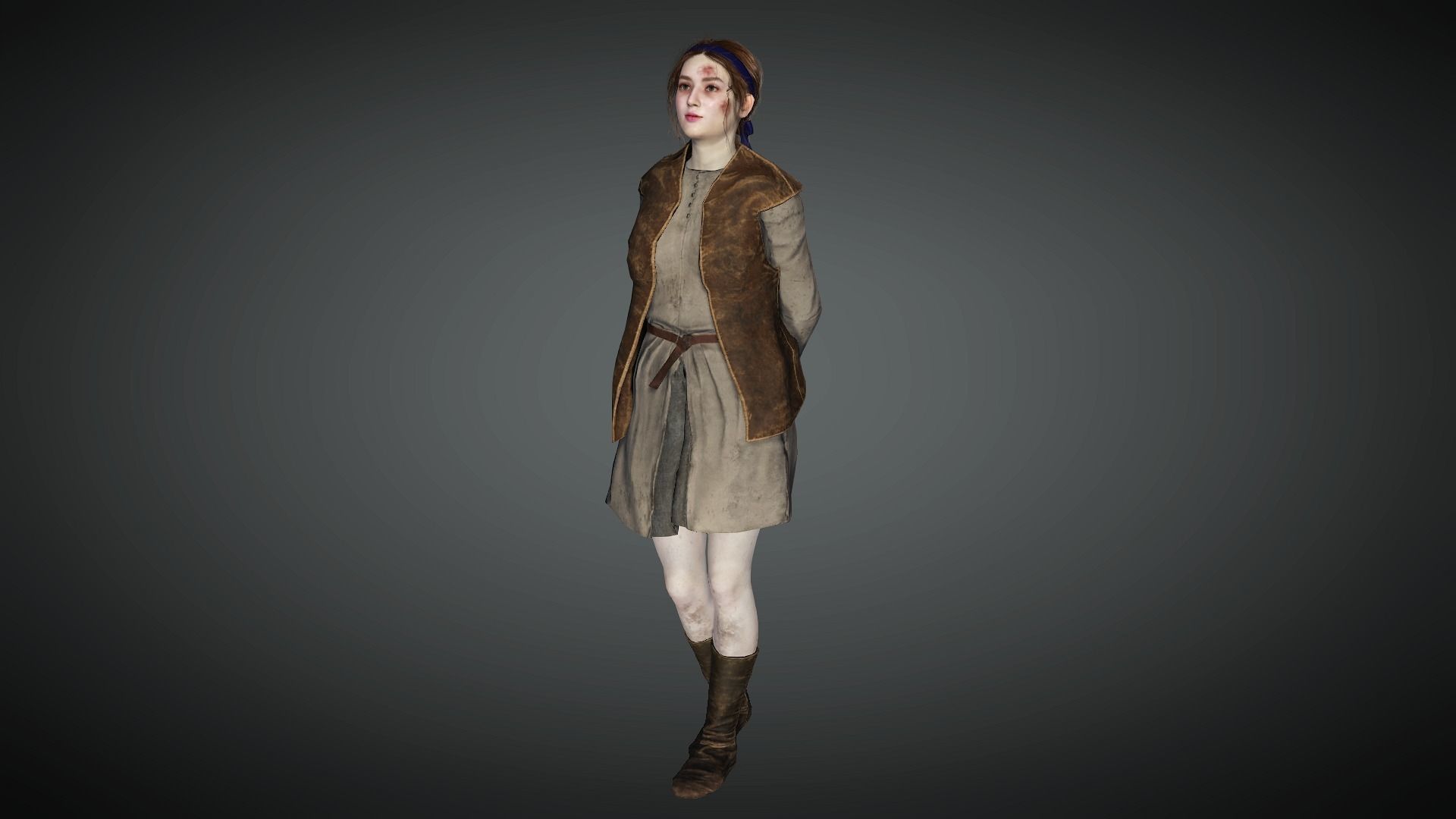 AAA Medieval Female Character 03 Low-poly 3D model_10