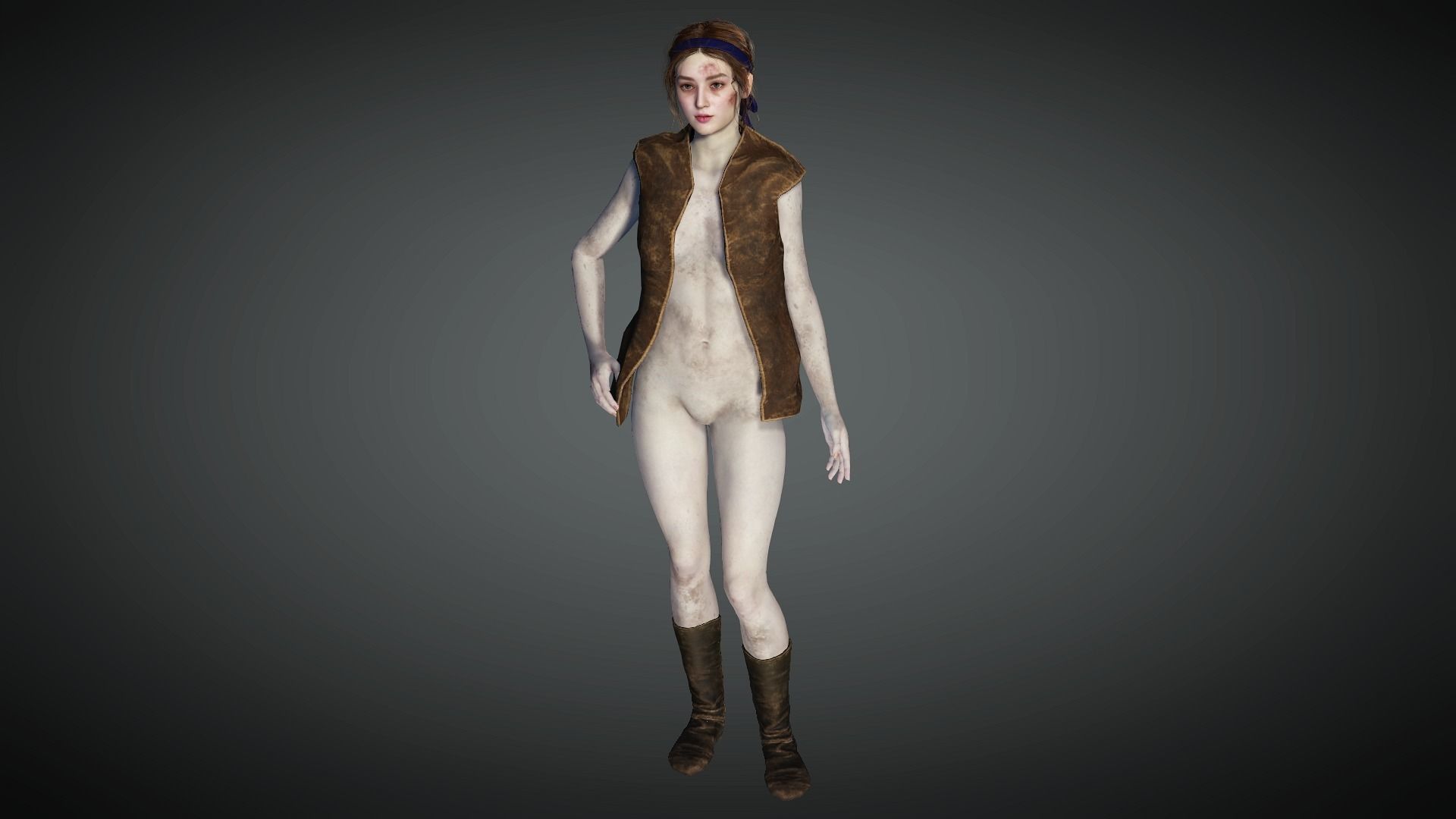 AAA Medieval Female Character 03 Low-poly 3D model_6