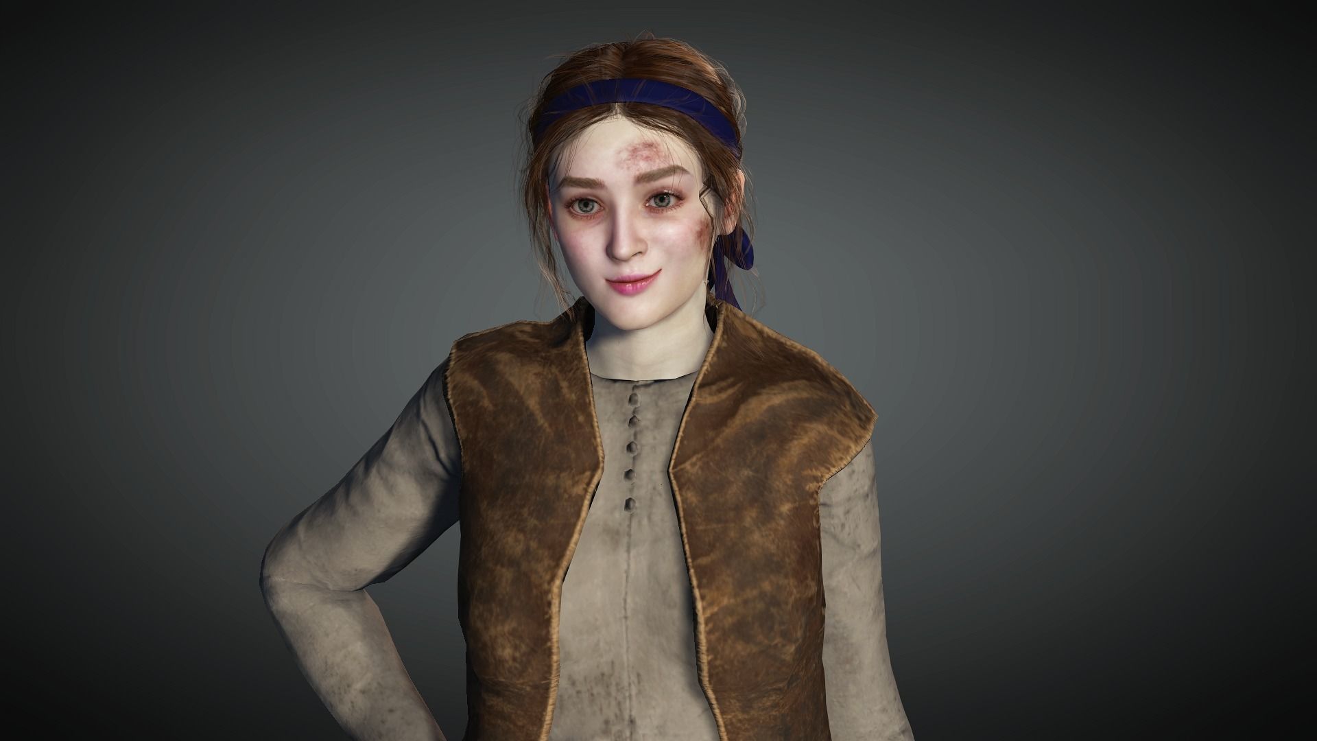 AAA Medieval Female Character 03 Low-poly 3D model_14