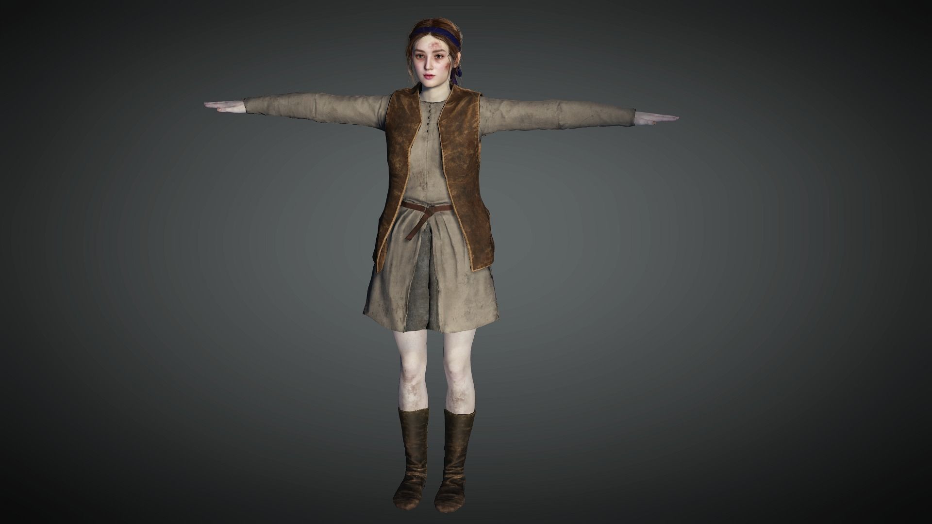 AAA Medieval Female Character 03 Low-poly 3D model_18