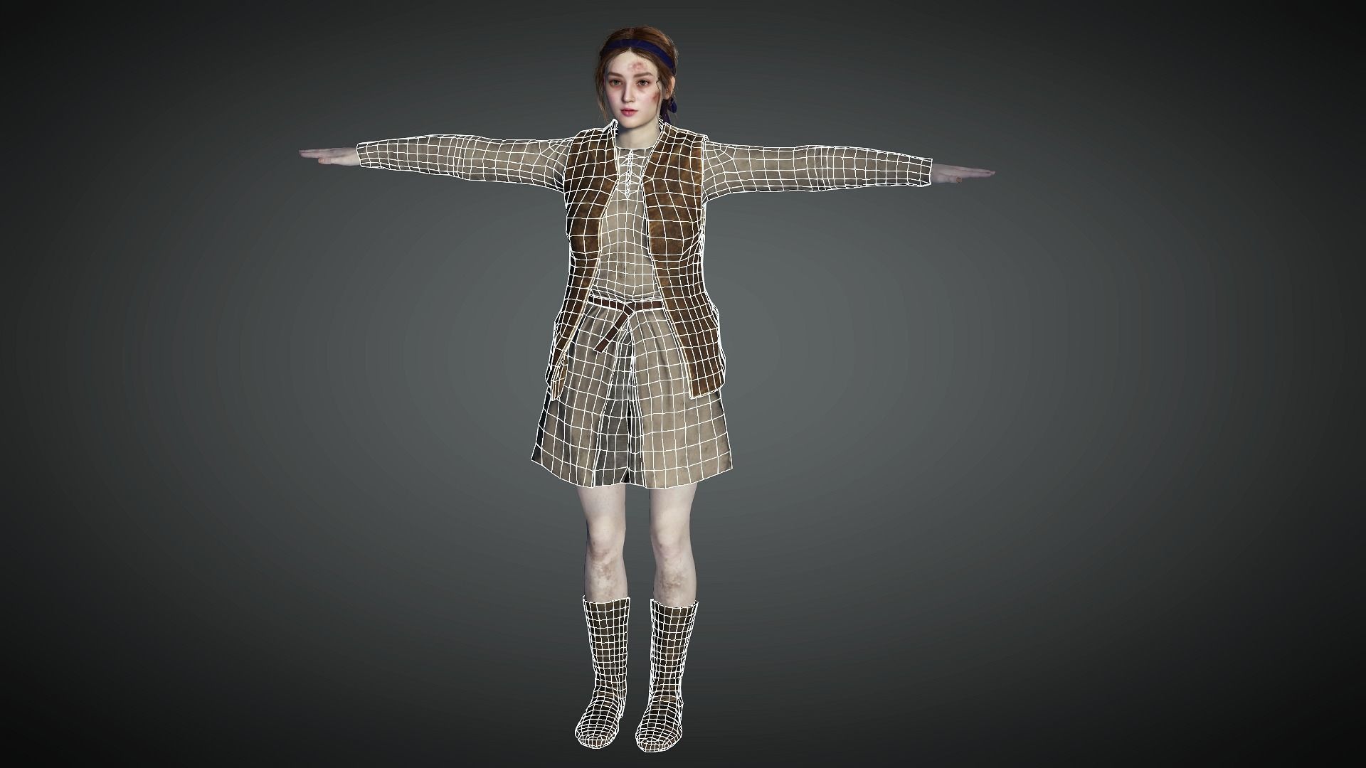 AAA Medieval Female Character 03 Low-poly 3D model_19